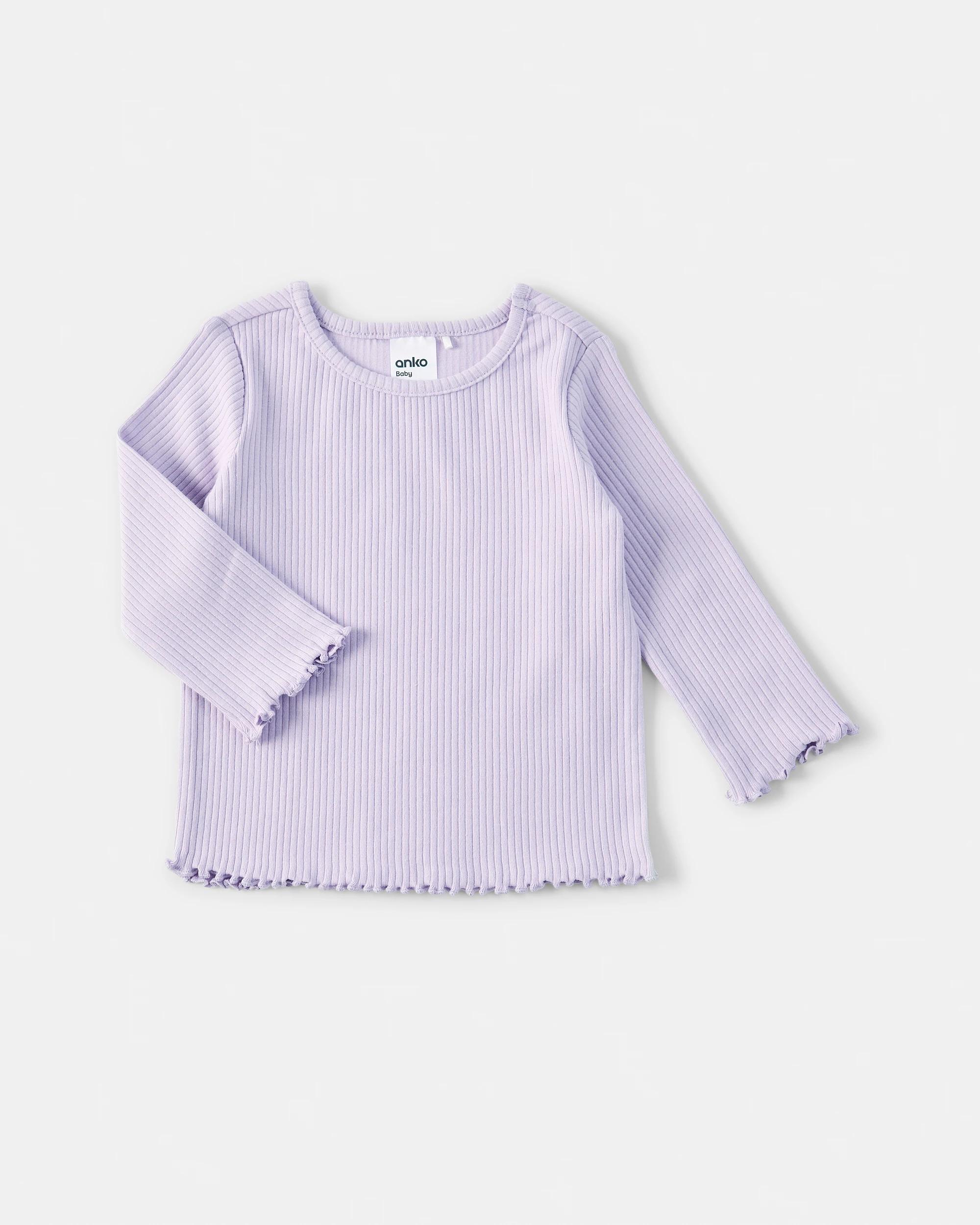 4 3 Pack Cotton Long Sleeve Ribbed T-shirt Lilc Flrl, 4 of 8