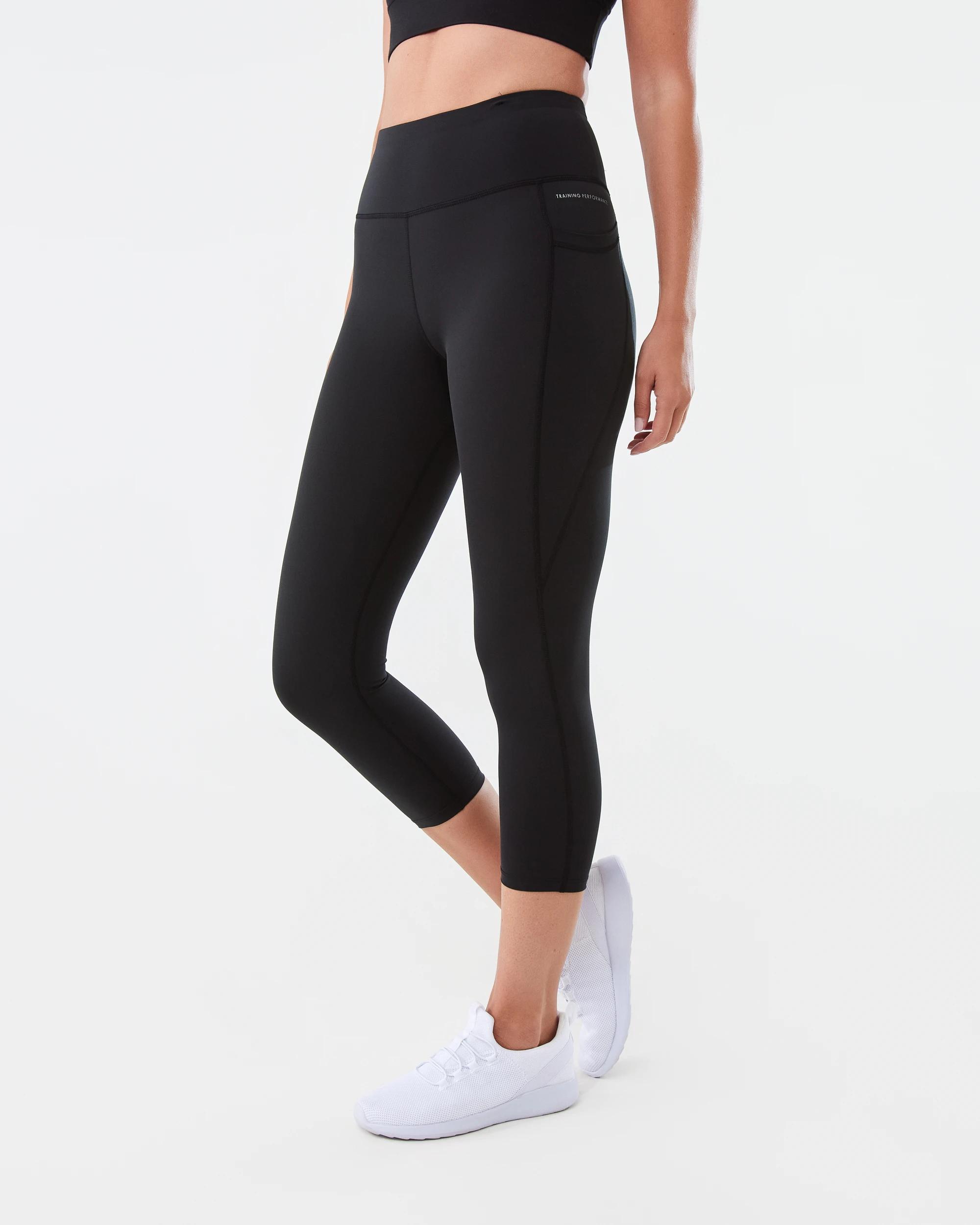 2 Active Womens Crop Training Leggings BLACK, 2 of 6