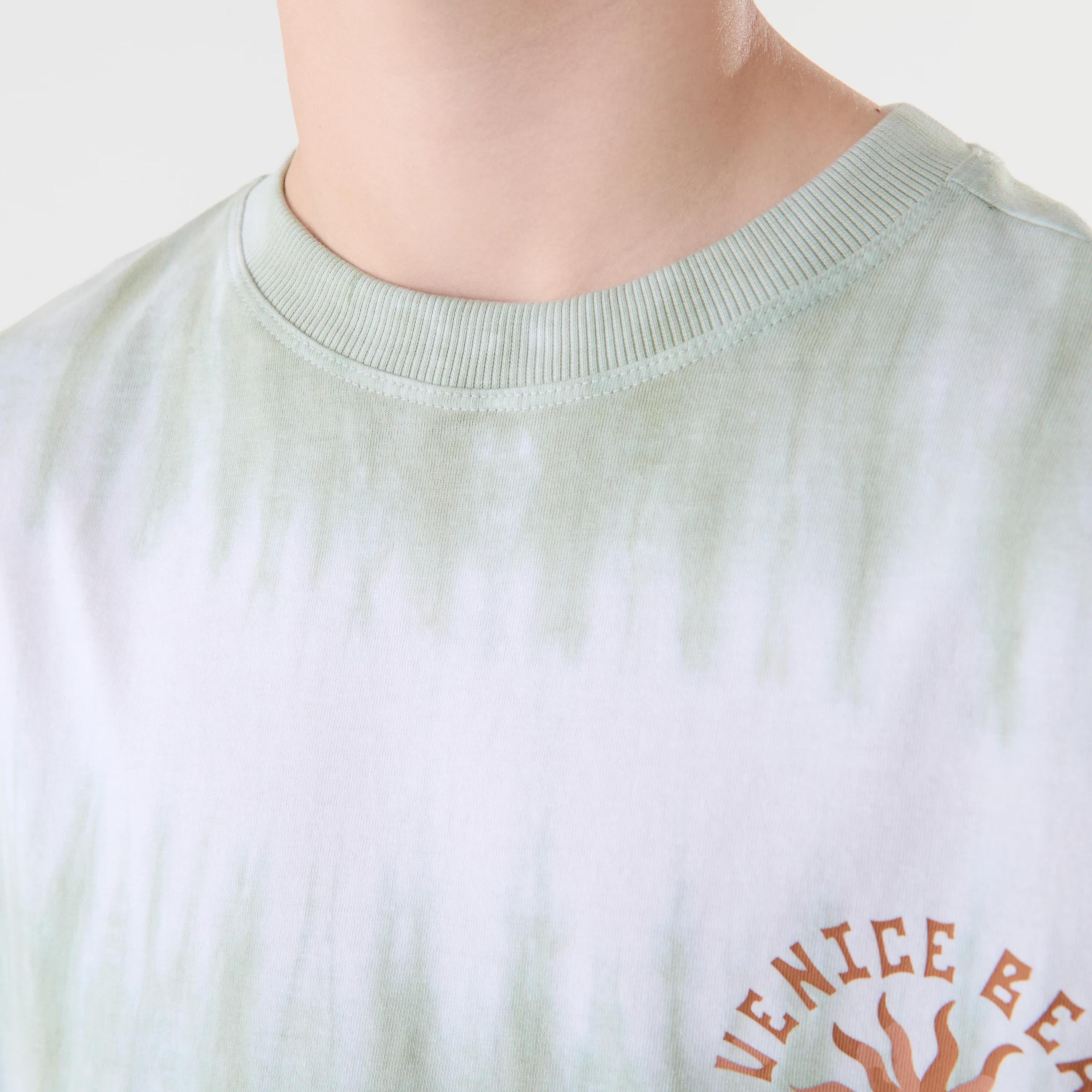 4 Short Sleeve Oversized Tie Dye T-shirt VENICE BEACH SUNSET AQUA GREY, 4 of 7