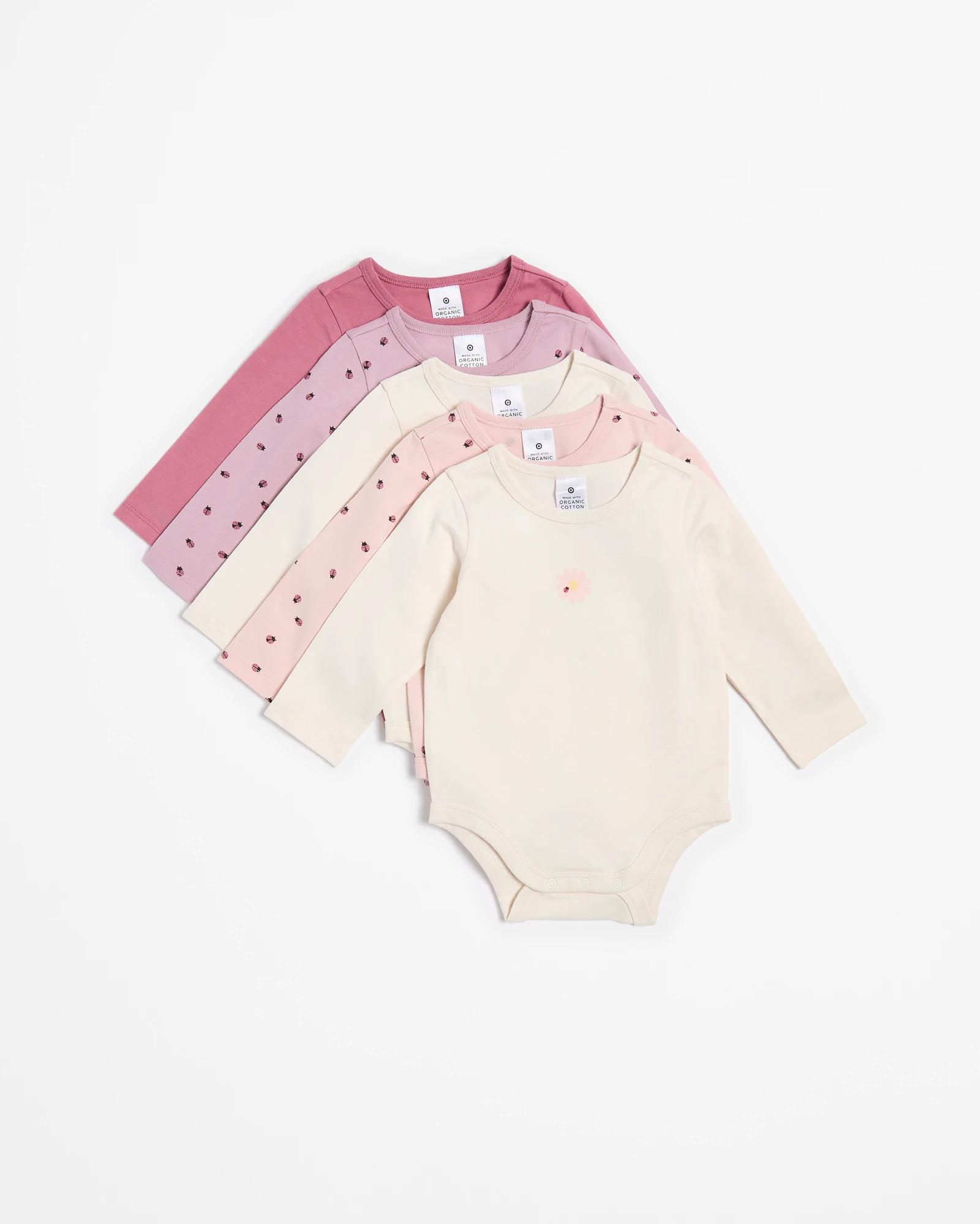 1 Target Baby Organic Cotton Bodysuits 5 Pack LADYBUG, 1 of 7