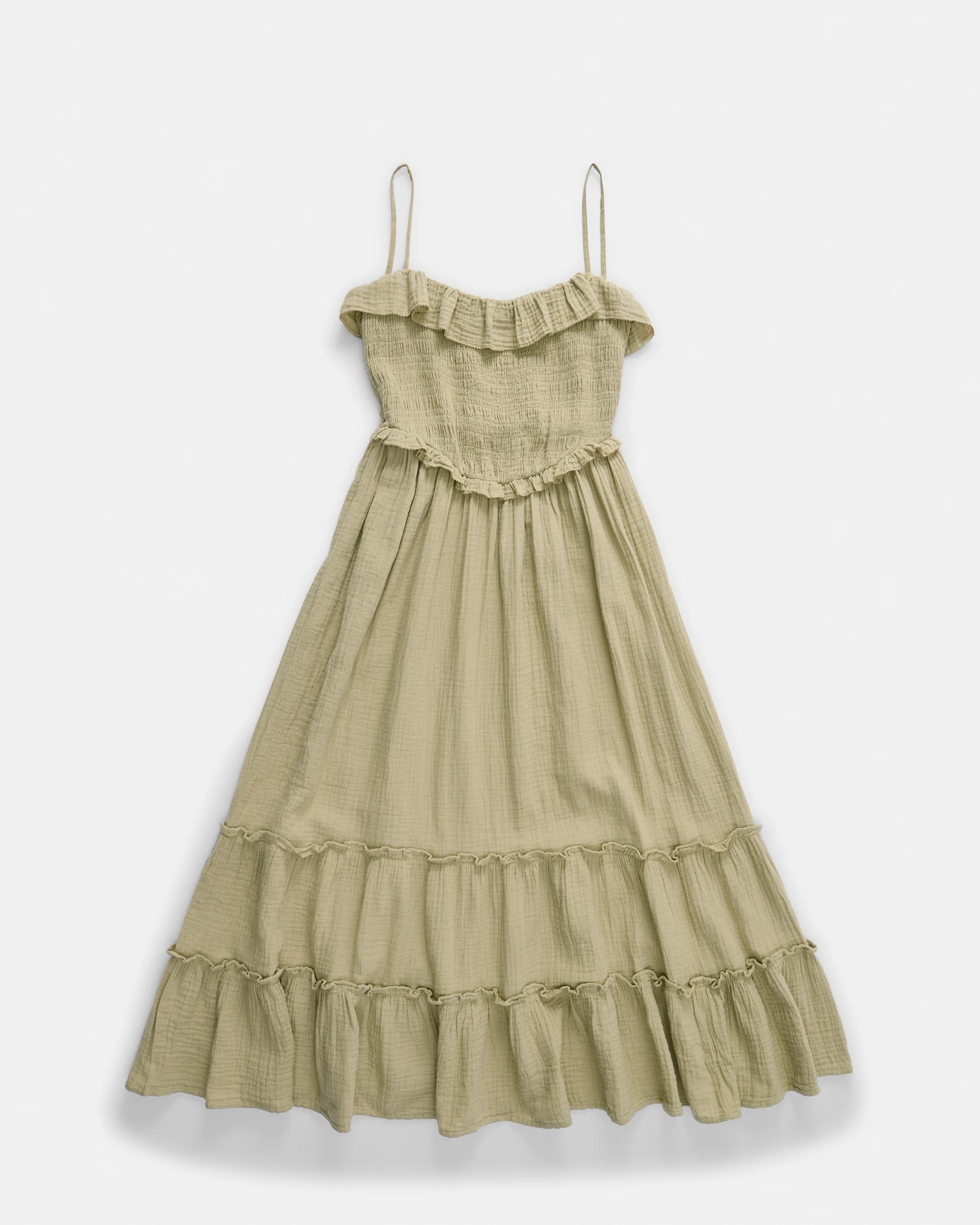 8 Sleeveless Double Cloth Frill Midi Dress Urban Grn, 8 of 9