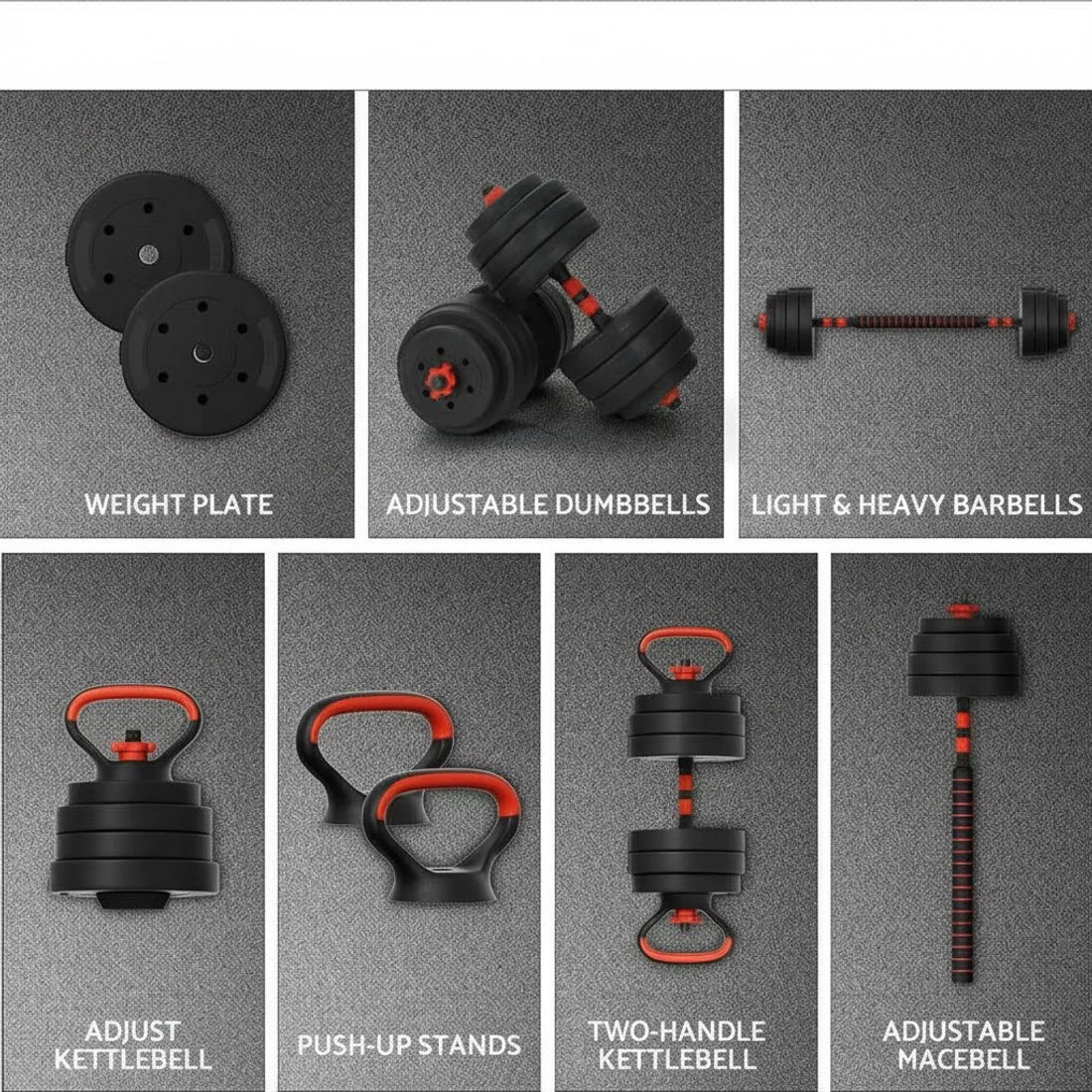 4 Everfit 40kg Adjustable Dumbbells Set Kettle Bell Weight Plates Barbells Gym - Black, 4 of 6
