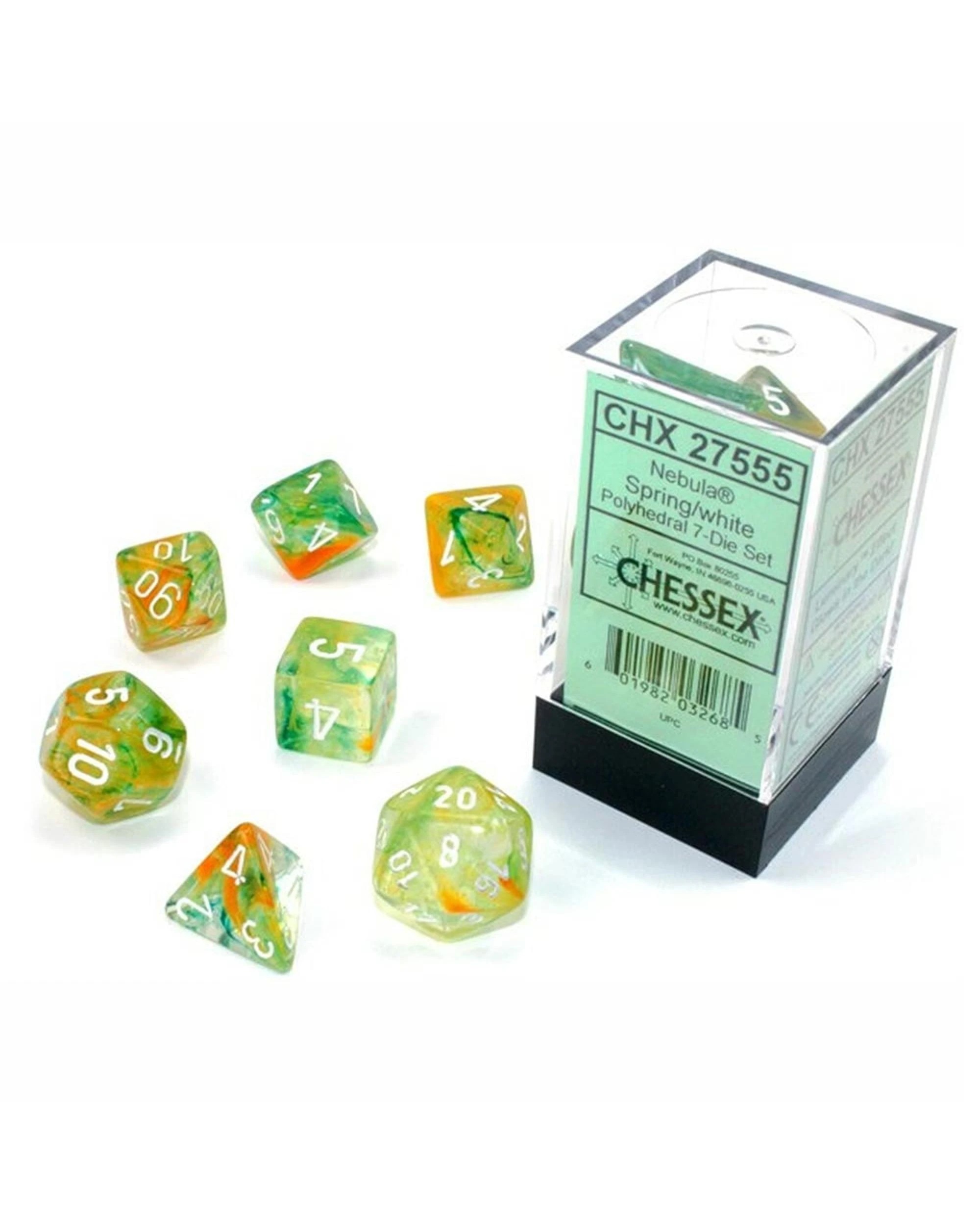 1 Chessex Nebula Luminary Polyhedral 7-Die Dice Set - Spring/White, 1 of 1