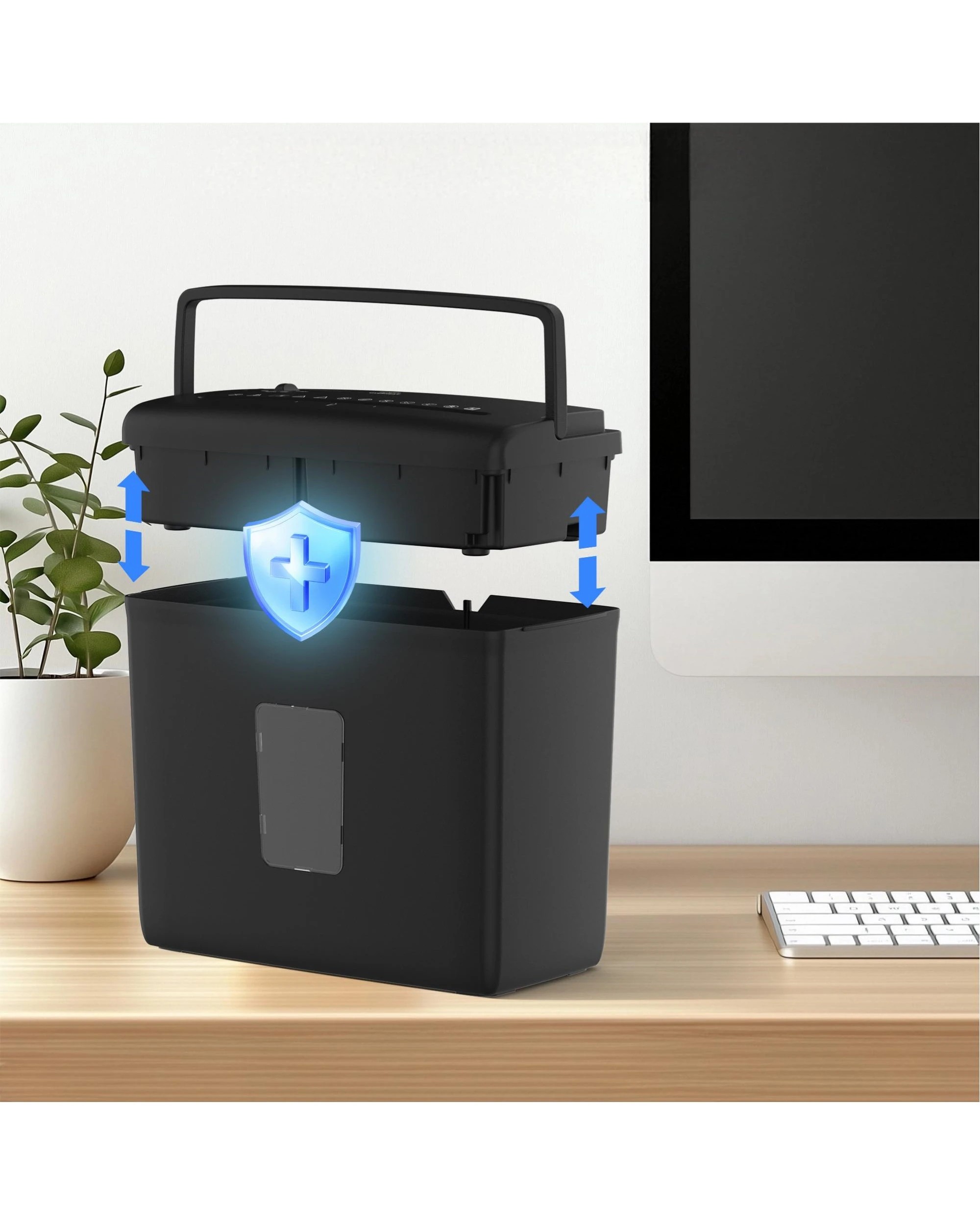 6 Advwin Paper Shredder Automatic Cross Cut P-4 Security, 5 Sheets, 11L Removable Bin - Black, 6 of 6