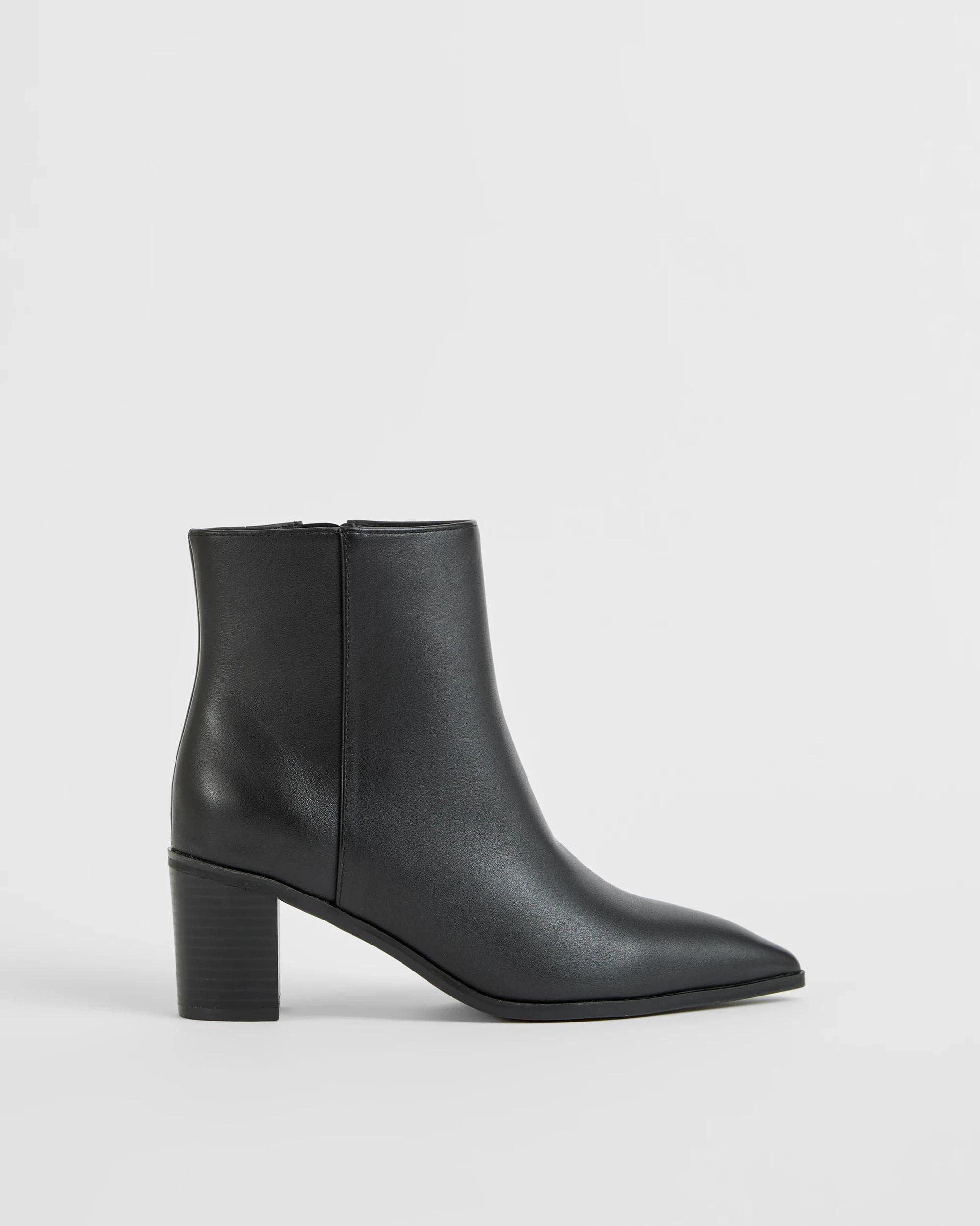 1 Target Woman Ruby Genuine Leather Block Heel Point Boots BLACK, 1 of 3