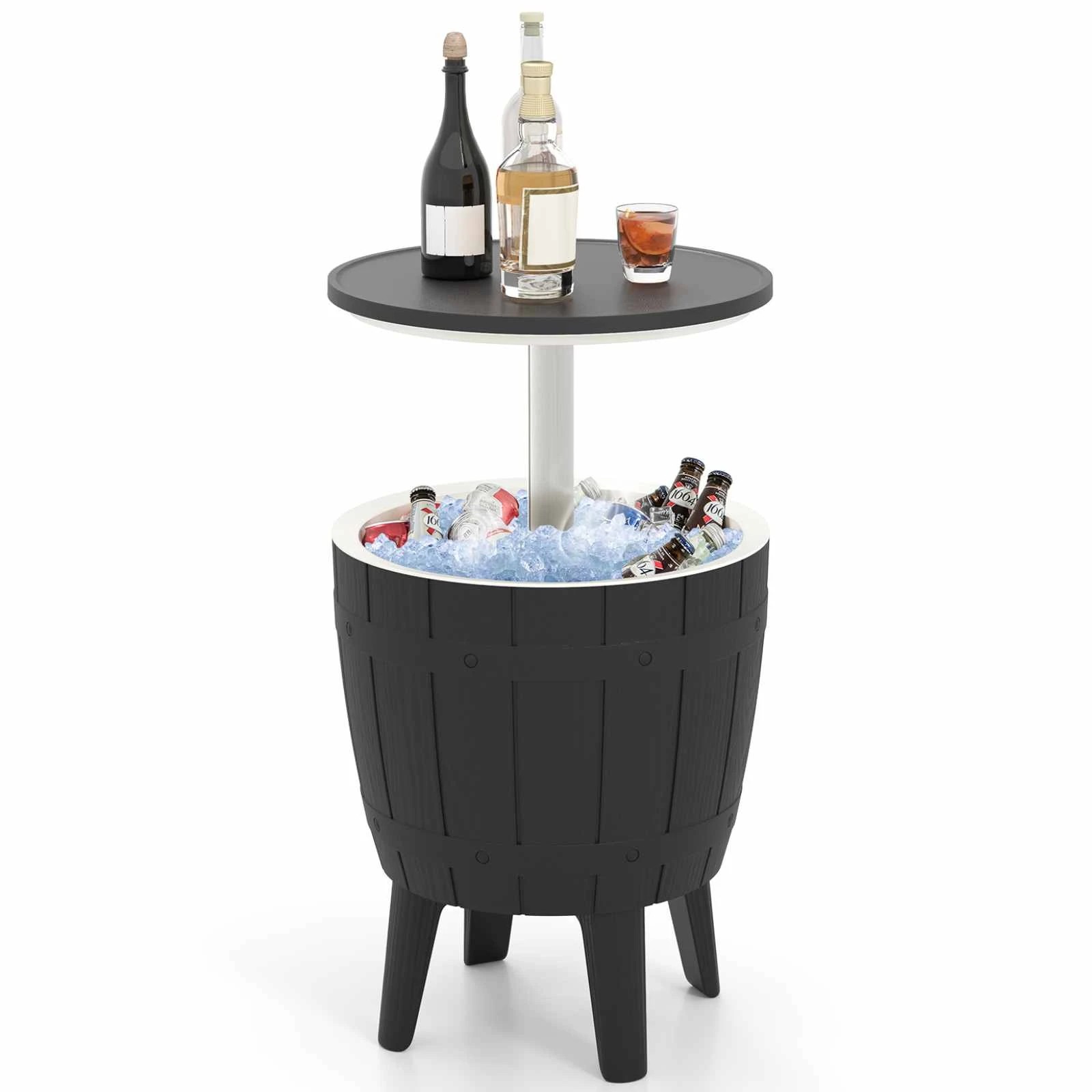 1 Costway 3-in-1 Outdoor Ice Bucket Cooler Bar Side Table Coffee Table Storage Box 37L, 1 of 1
