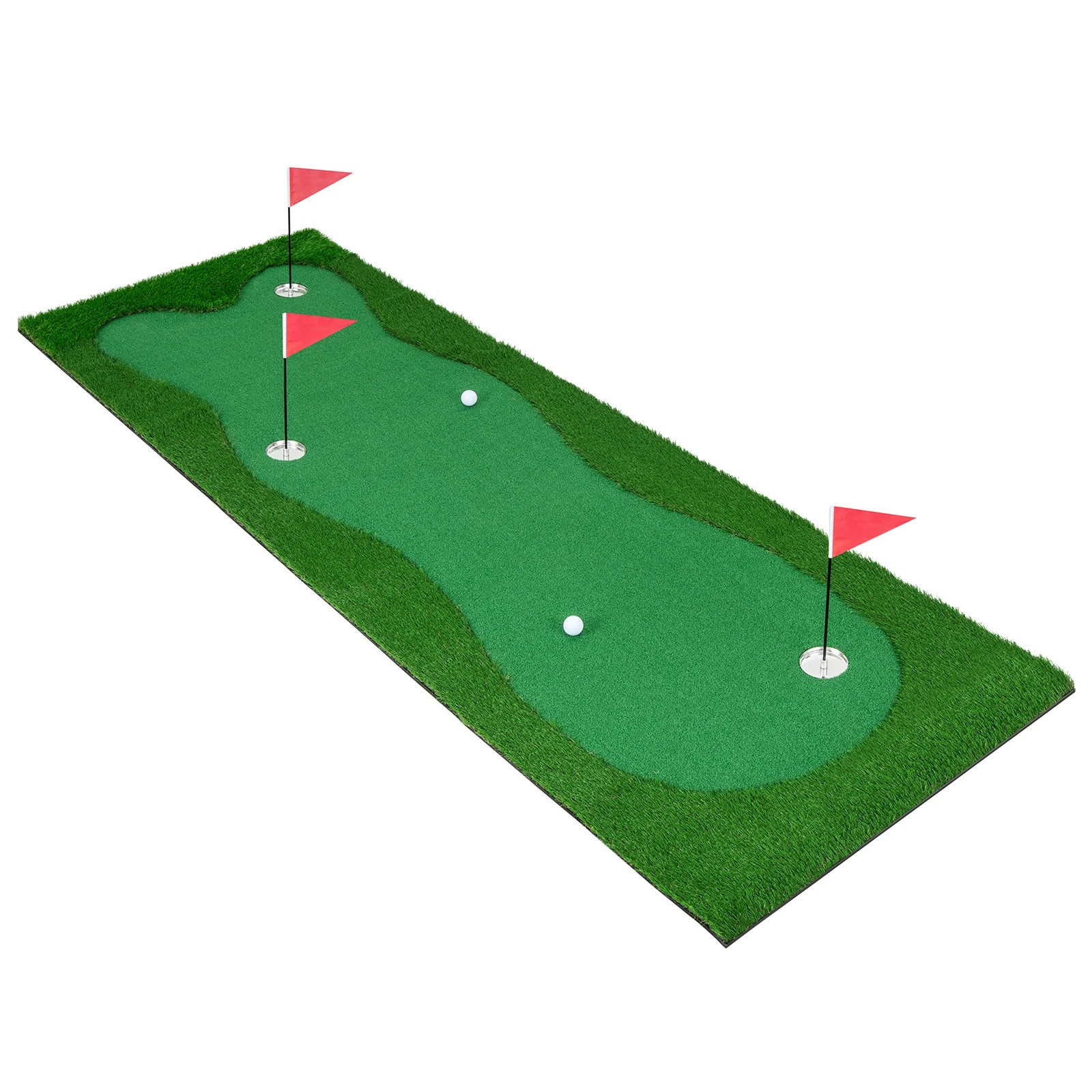 1 Costway 3m Golf Putting Green Mat Golf Practice Training Pad w/3 Holes/Flags/Cups & 2 Balls, 1 of 1