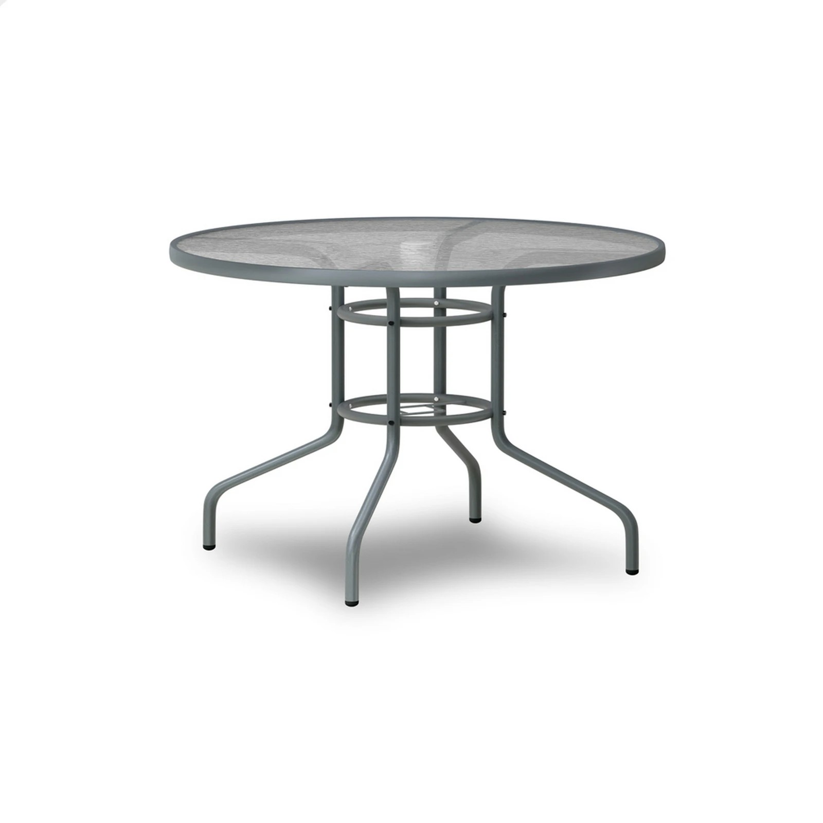 1 Alfordson Outdoor Furniture Patio Dining Table Garden 90CM Round Glass - Grey, 1 of 9