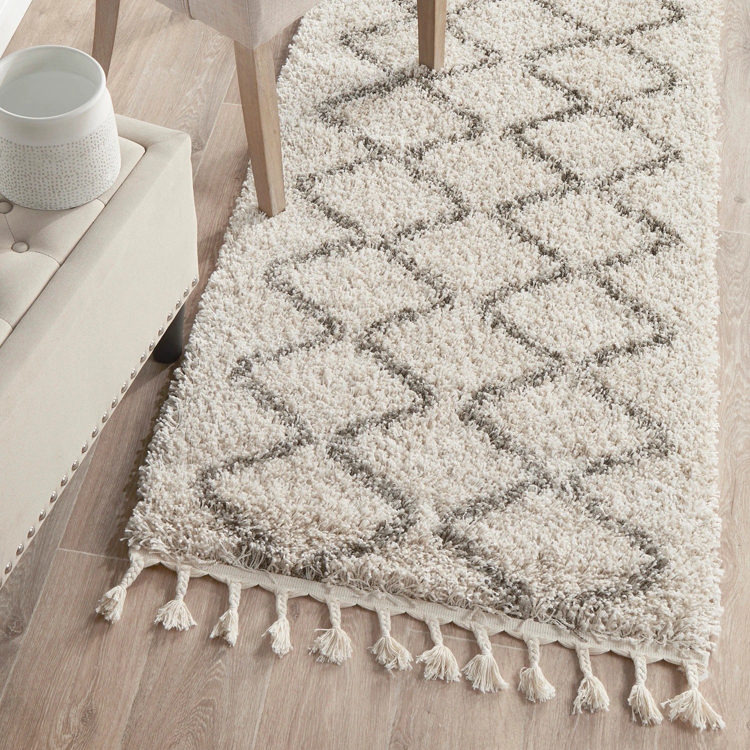 1 Common Ground Rugs Amber 11 400x80cm - Large Runner Power Loomed Shag Rug - Beige, 1 of 7