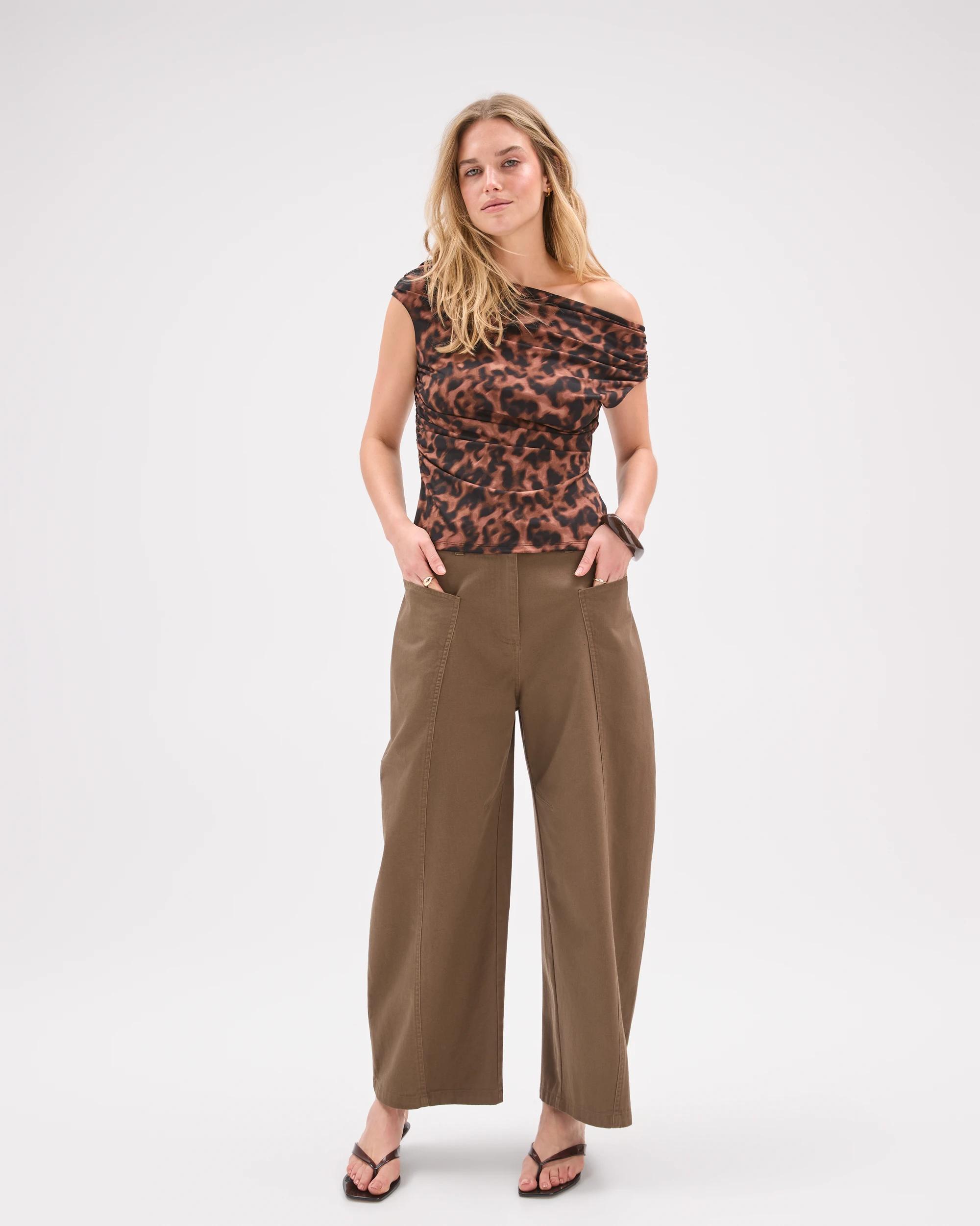 7 Lily Loves Jersey Drape Off-Shoulder Top ANIMAL PRINT, 7 of 8