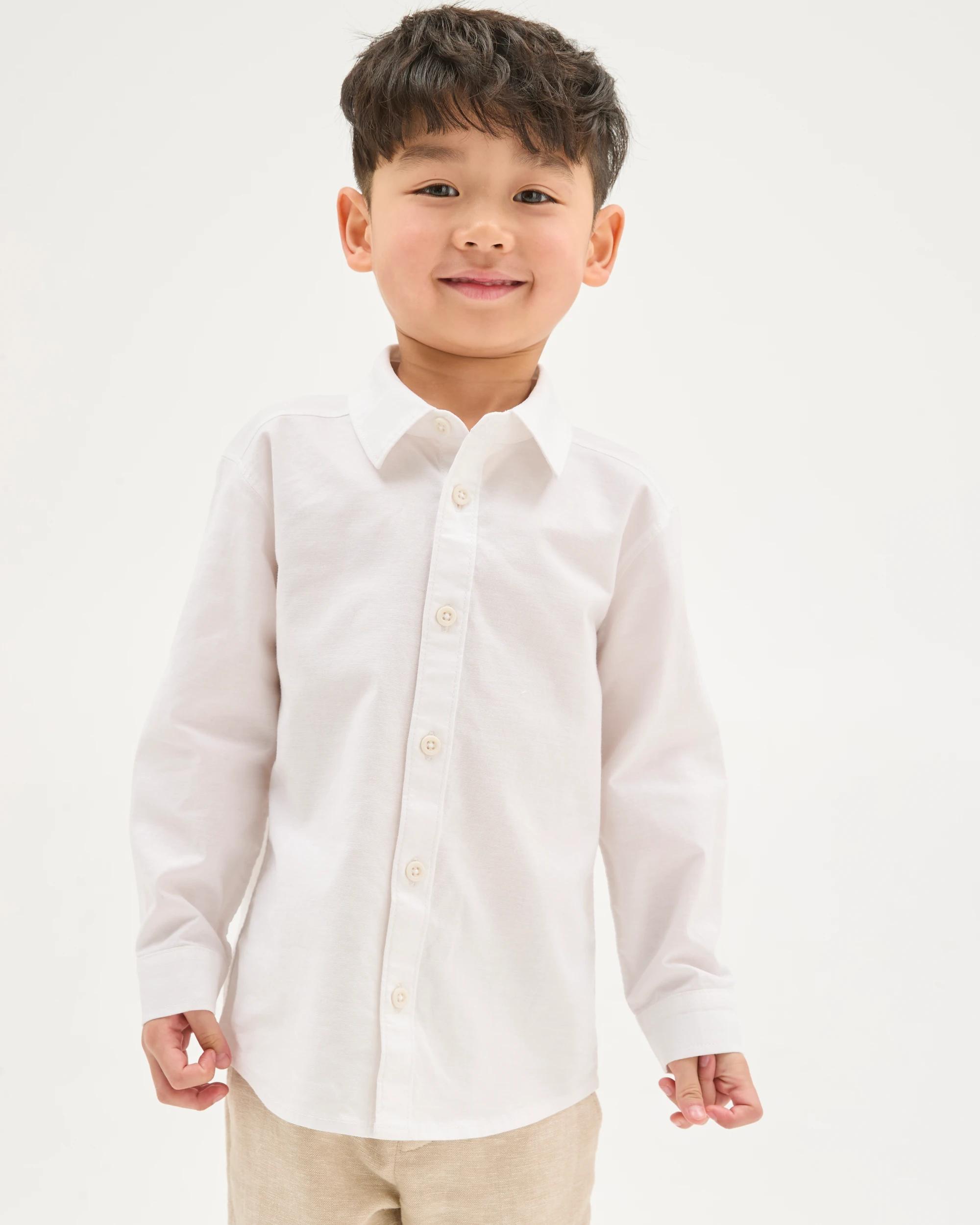 1 Target Kids Long Sleeve Oxford Suiting Shirt WHITE, 1 of 5