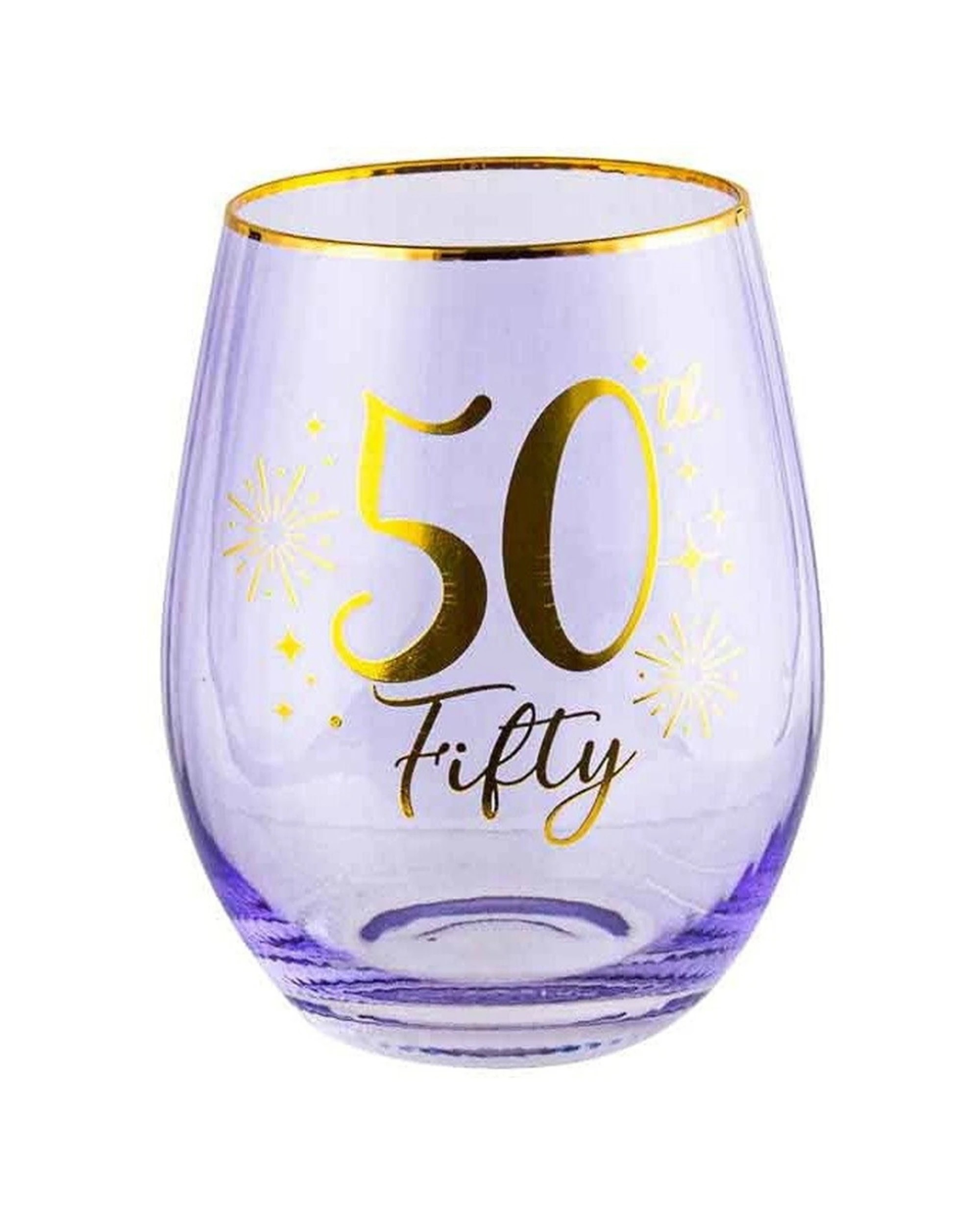 1 LMD Fluted Stemless Drinking Glass Happy 50th Birthday - Purple, 1 of 1