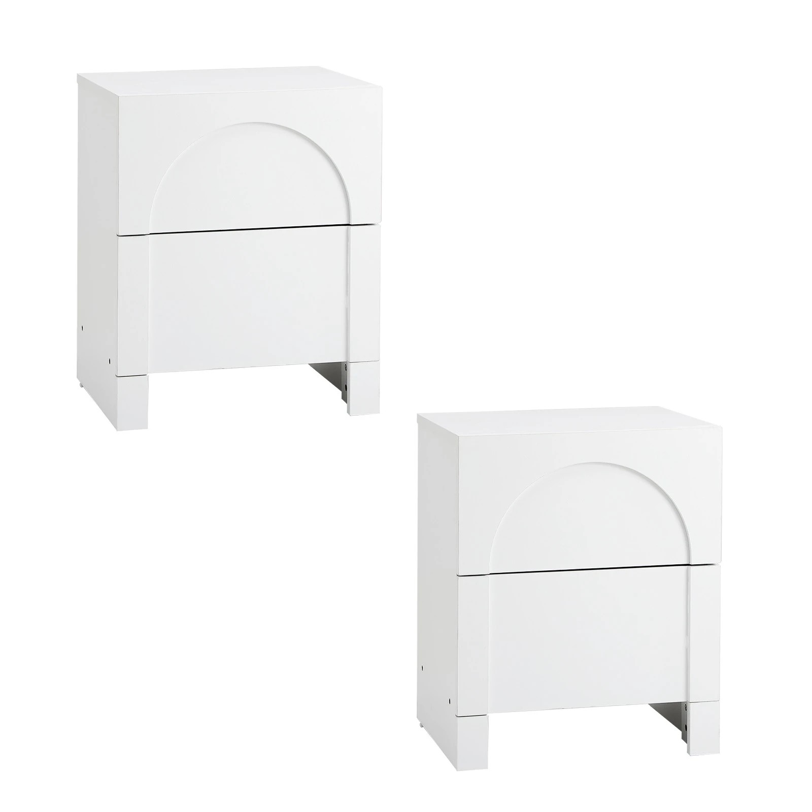 1 Oikiture 2X Bedside Table 2 Drawers Side Table Storage Cabinet Nightstand - White, 1 of 9