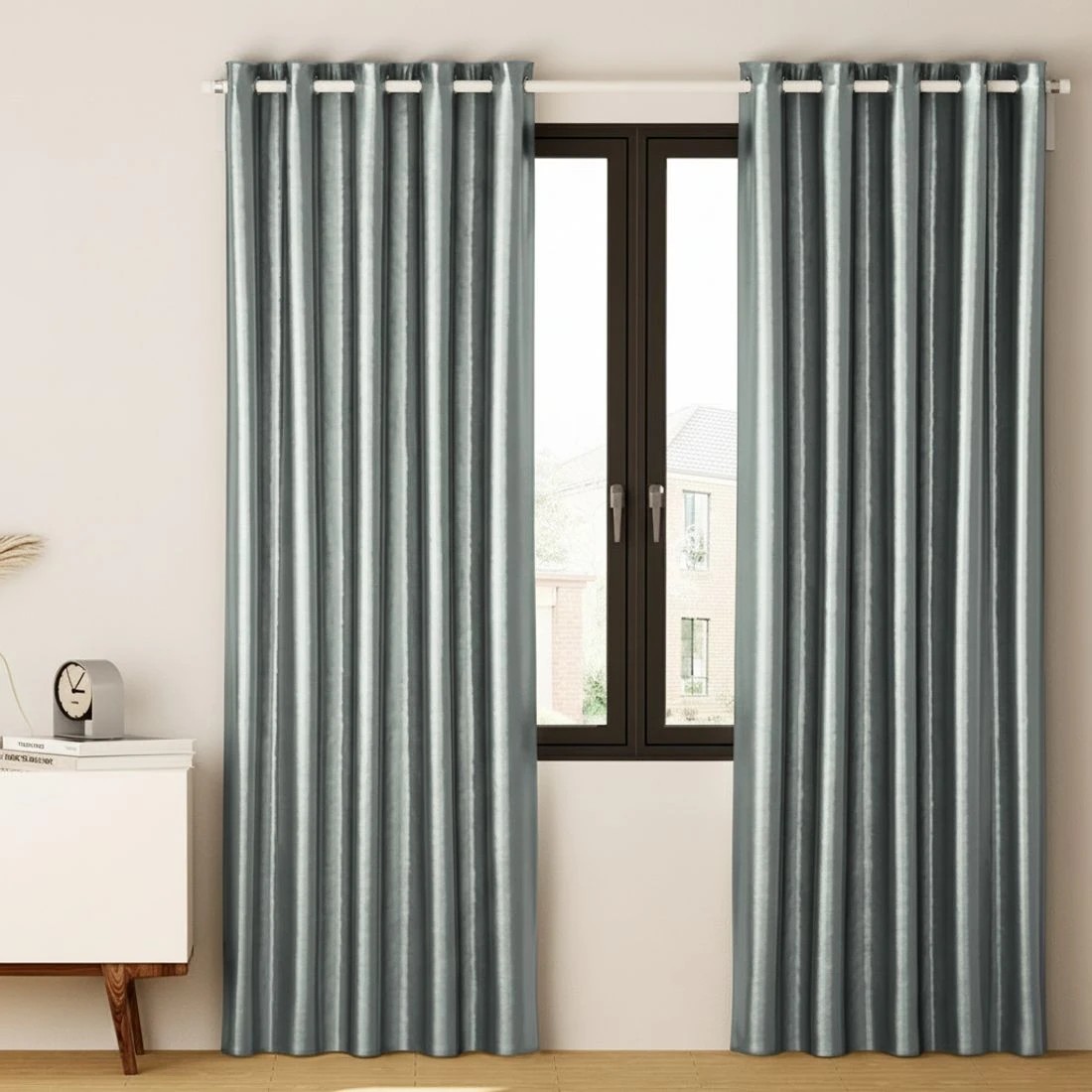 6 Artiss 2X Blockout Curtains Eyelet 180x213cm Shine - Grey, 6 of 6