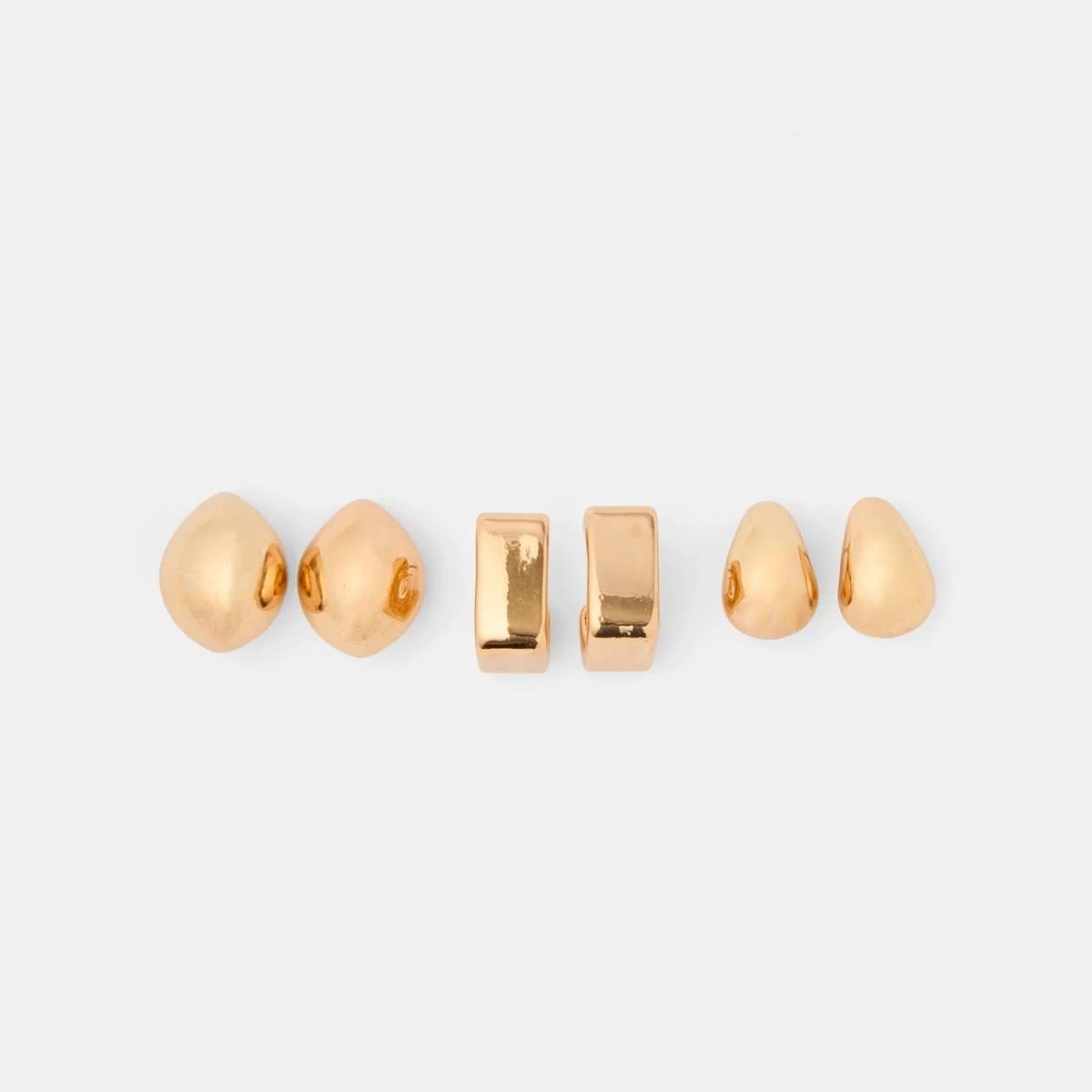1 3 Pack Hoop Earrings - Gold Tone Gold, 1 of 5