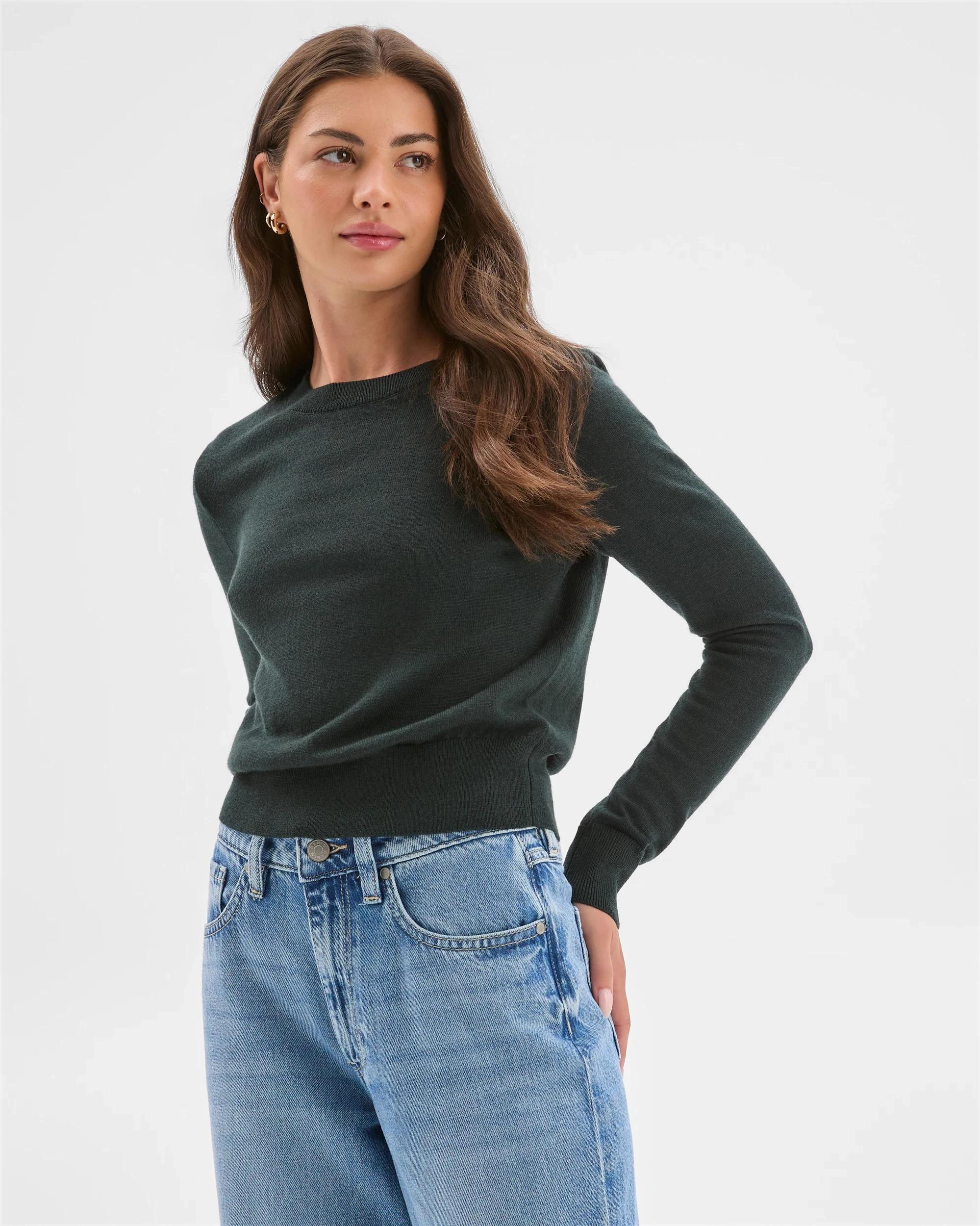 3 Target Petites Petites Australian Merino Wool Crew Neck Sweater MIDNIGHT JADE, 3 of 6