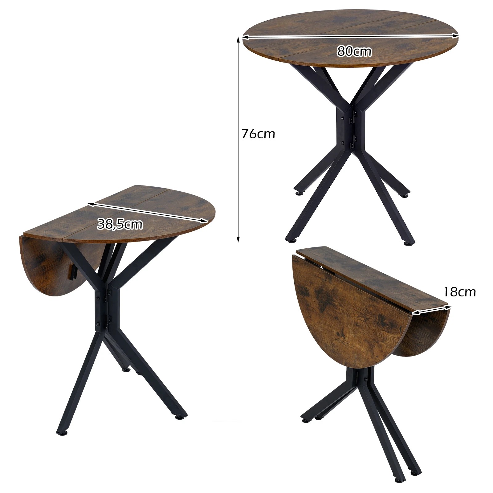 5 Costway Folding Dining Table Extendable Round Kitchen Coffee Table - Brown, 5 of 5