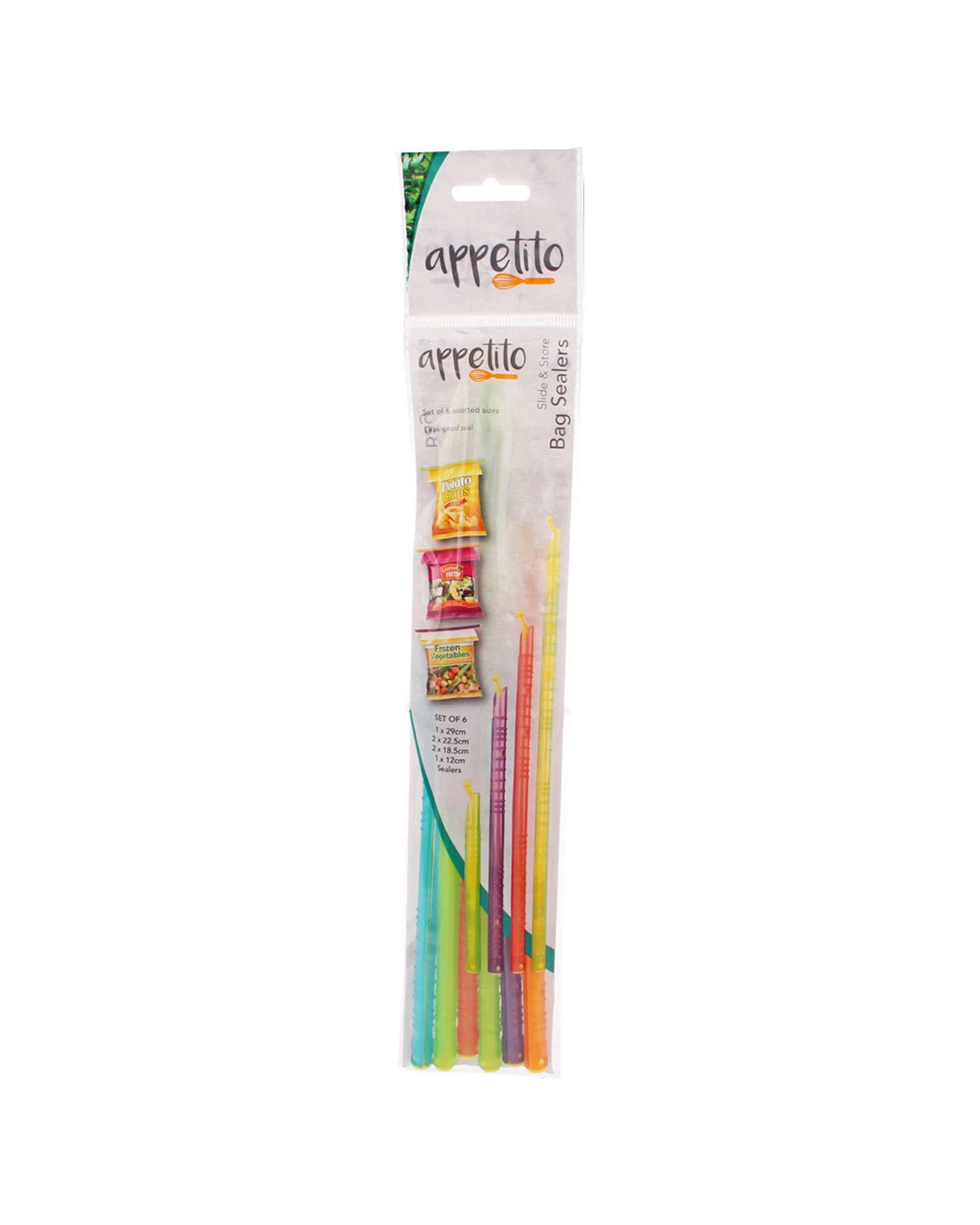1 Appetito 6pc Slide & Store Bag Sealers Leak Proof Durable Reusable Plastic - Multi, 1 of 3