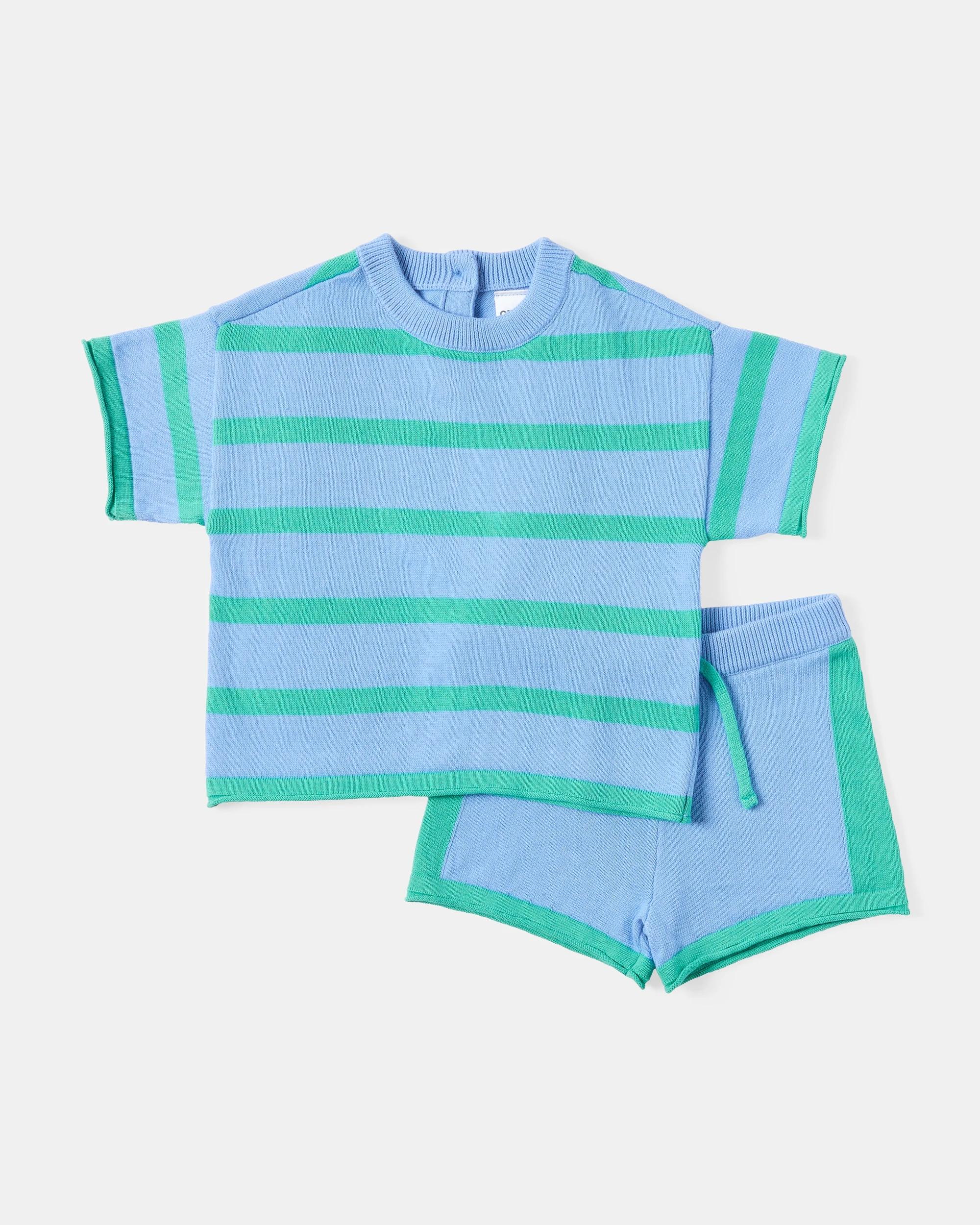 1 Short Sleeve Knit Set Stripe, 1 of 6