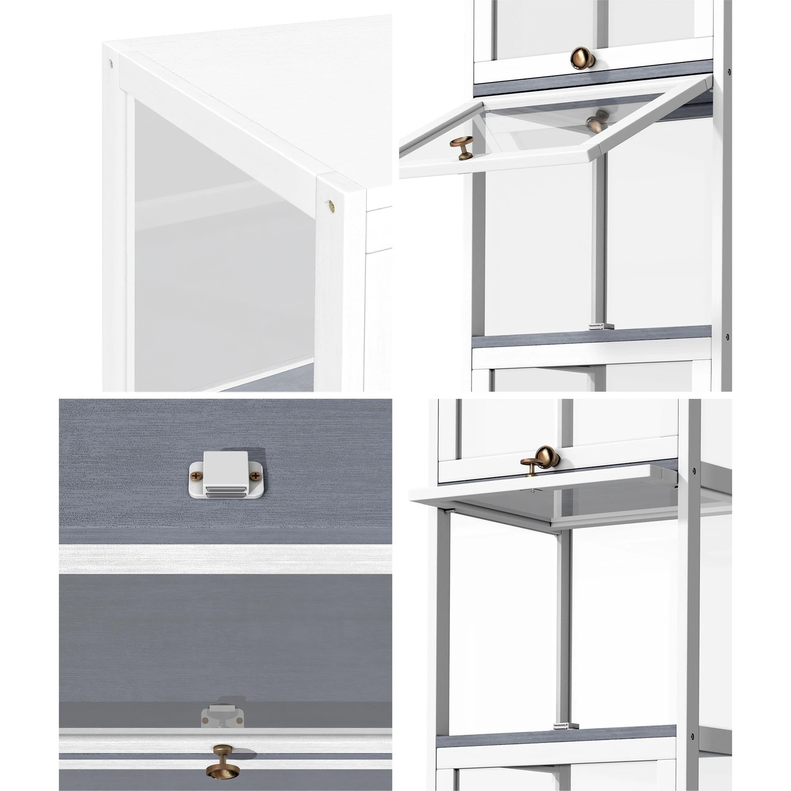 4 Oikiture Display Cabinet Slim Storage 5-tier Shelves Clear Bookcase Rack
 - White, 4 of 9