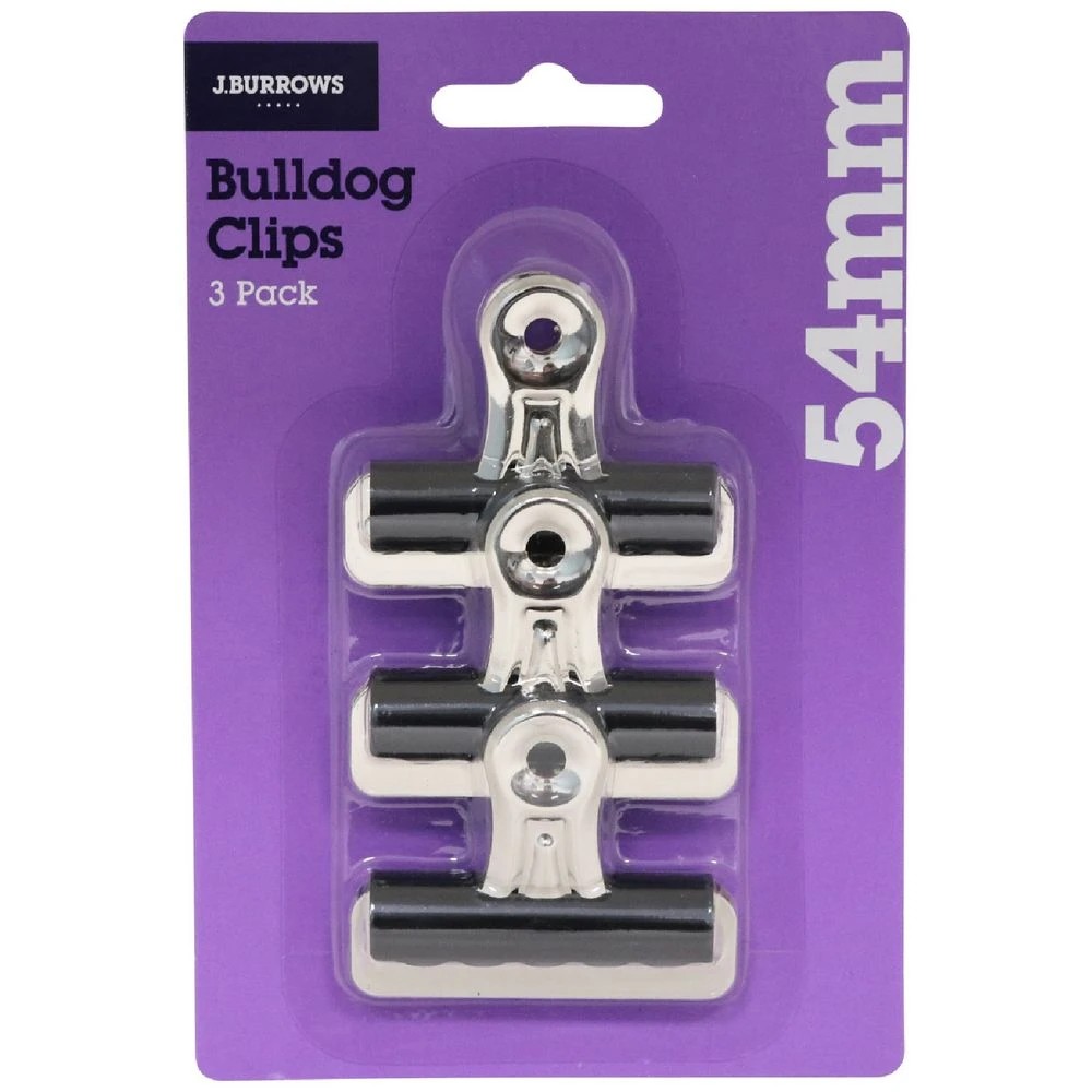 1 J.Burrows 54mm Bulldog Clips 3 Pack, 1 of 2