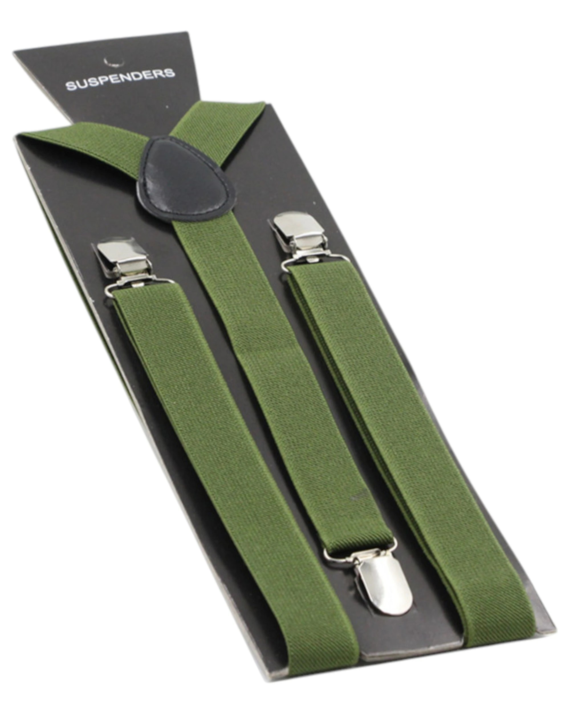 1 Zasel Mens Adjustable 85cm Olive Suspenders - Green, 1 of 1
