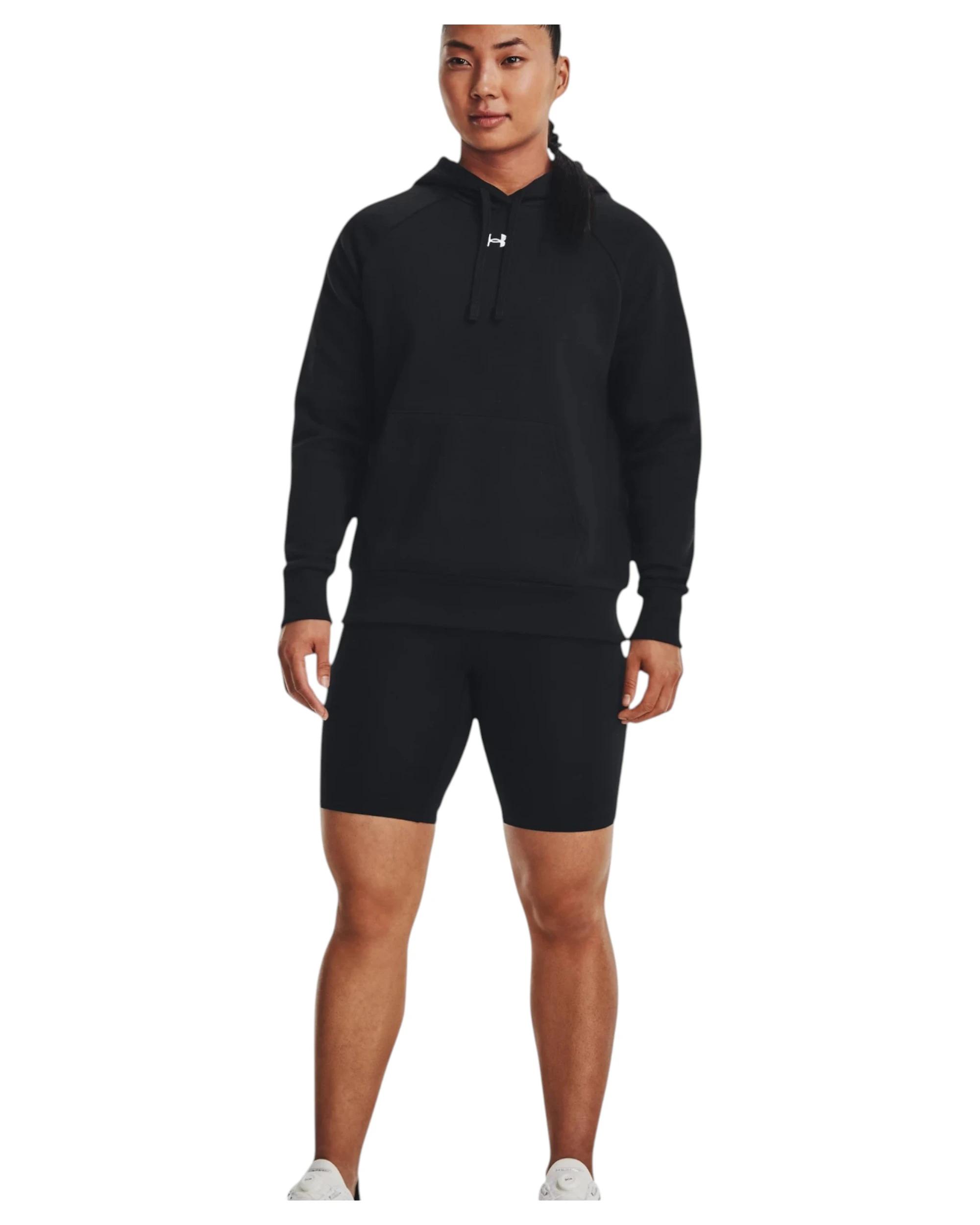 6 Under Armour Womens Rival Fleece Black/ White Hoodie BLACK, 6 of 6