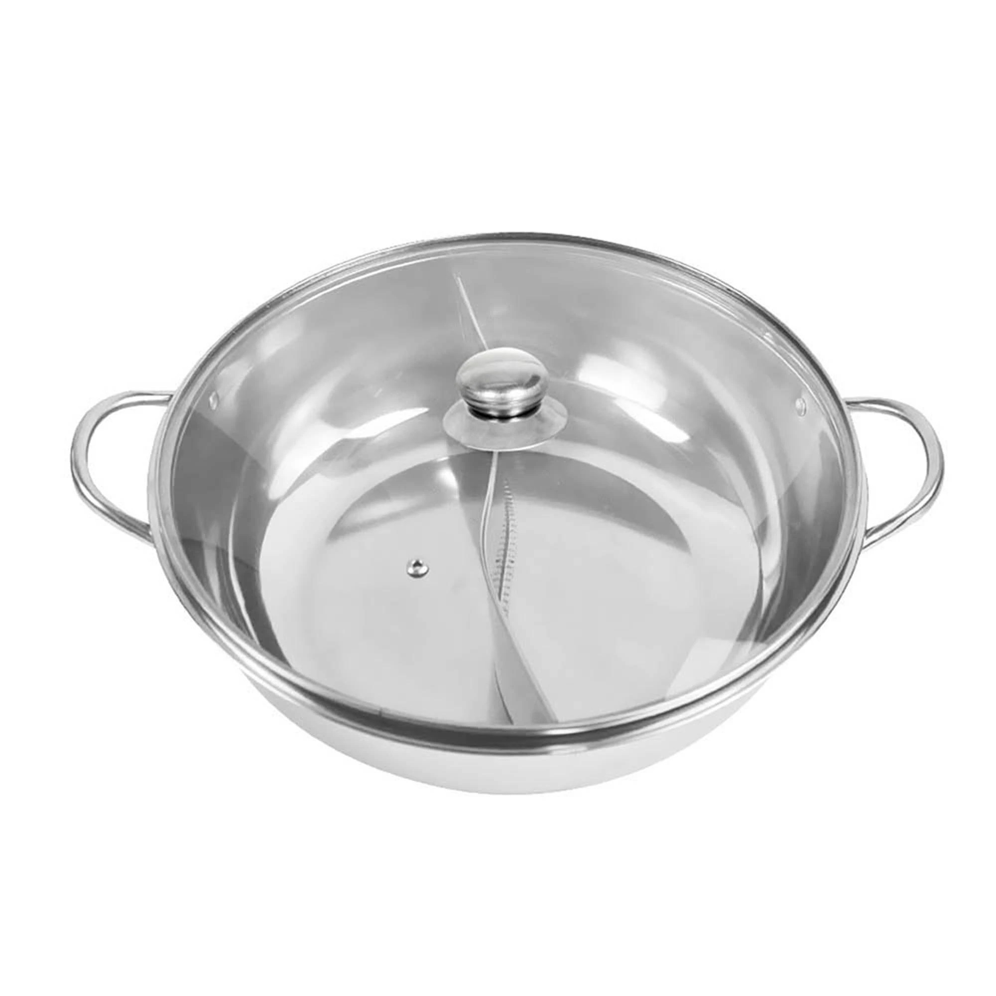 2 Toque Stainless-Steel 36cm Twin Mandarin Duck Hot Pot Induction Cookware W/Lid, 2 of 7