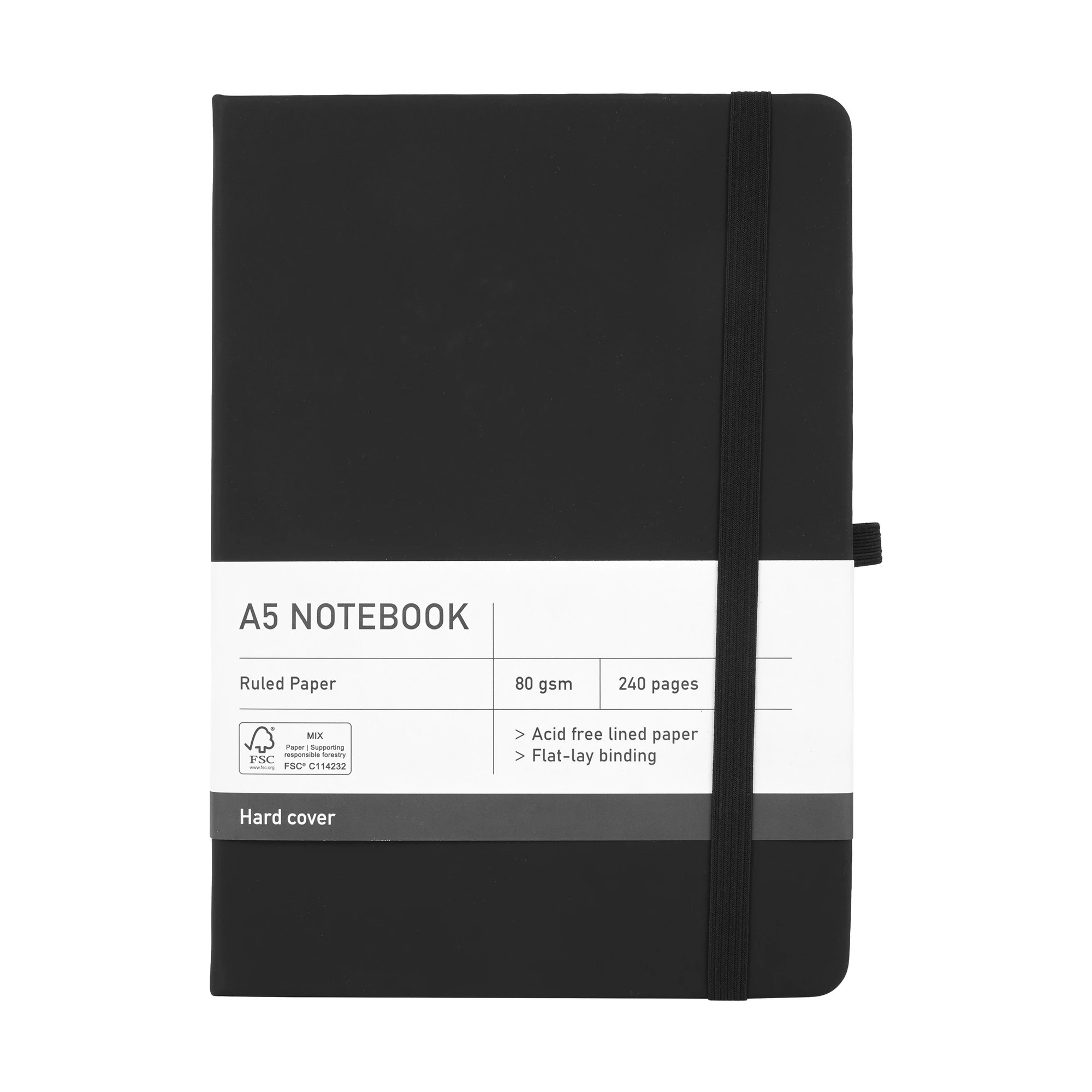 5 A5 Journal Black Hard Cover 80gsm 240 Pages, 5 of 5