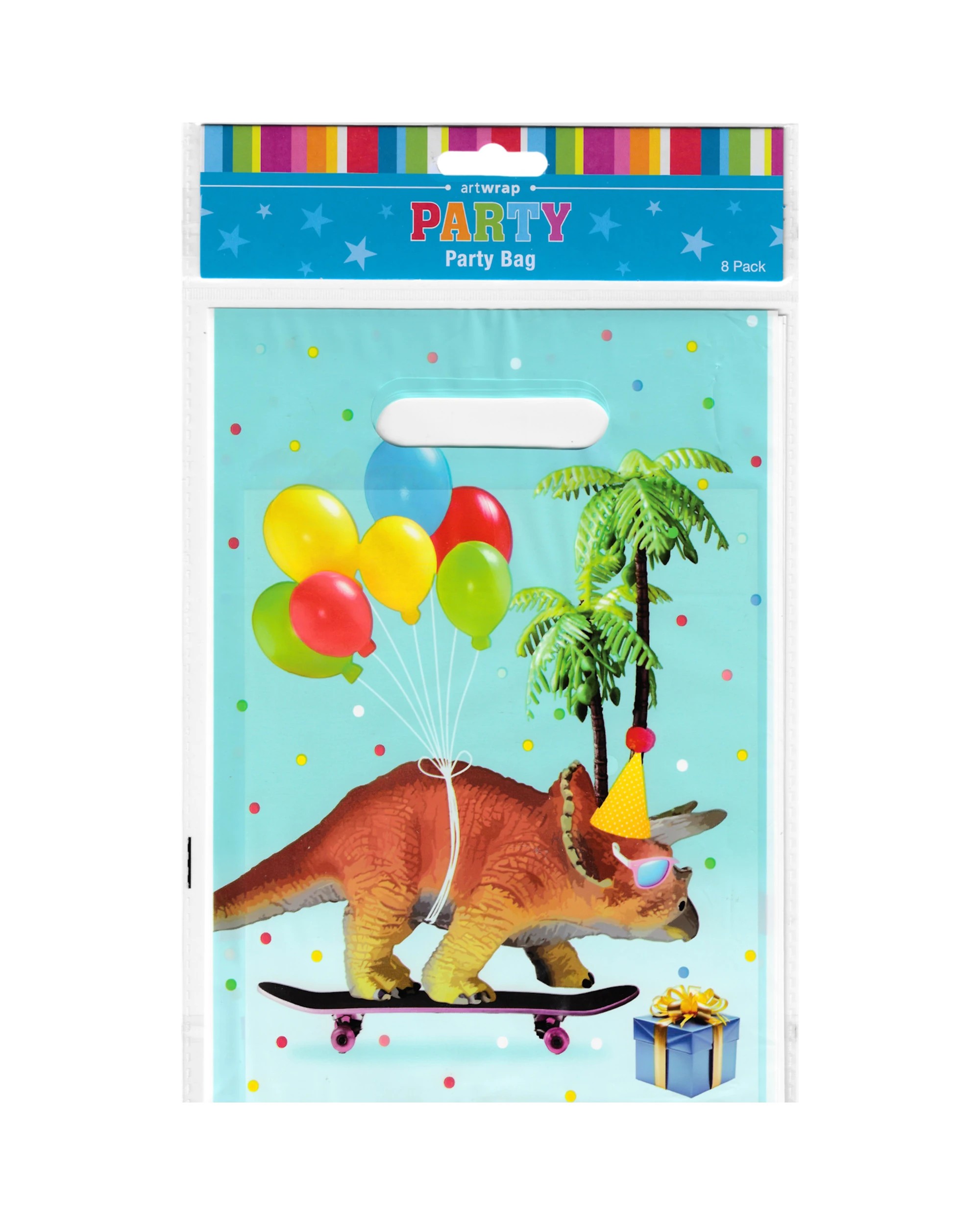 2 Artwrap Dinosaur Birthday Party Plastic Lolly Treat Bags Pack of 8 - Multi, 2 of 3