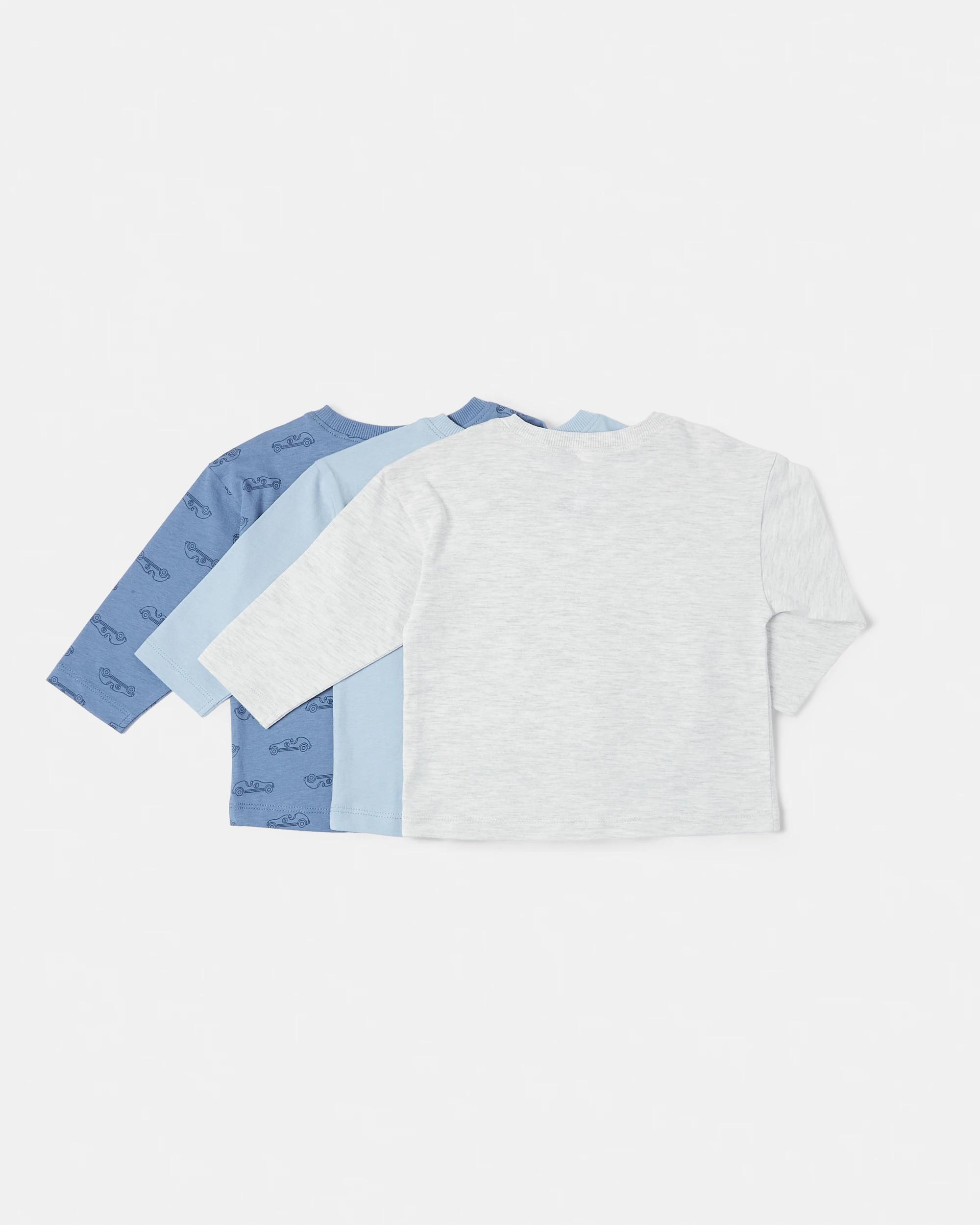 2 3 Pack Cotton Long Sleeve Print T-shirts Blu Rcing, 2 of 6