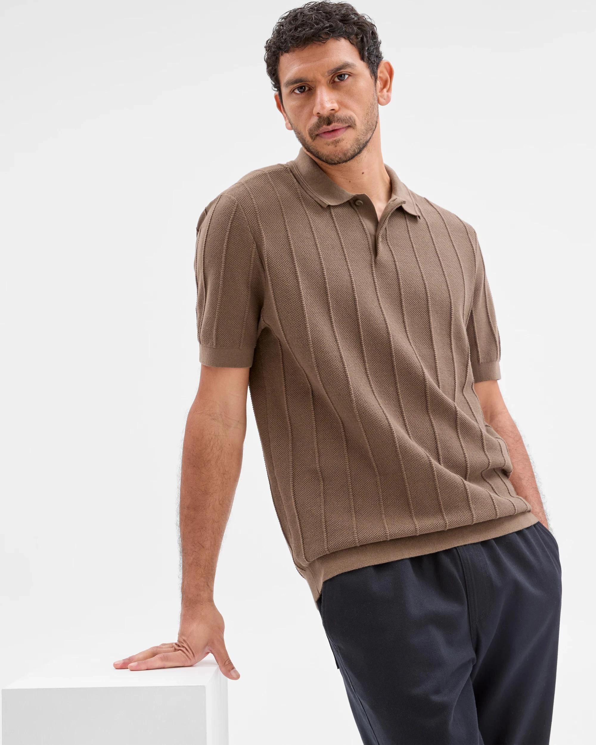 6 Target Australian Cotton Knit Polo Top BROWN, 6 of 6
