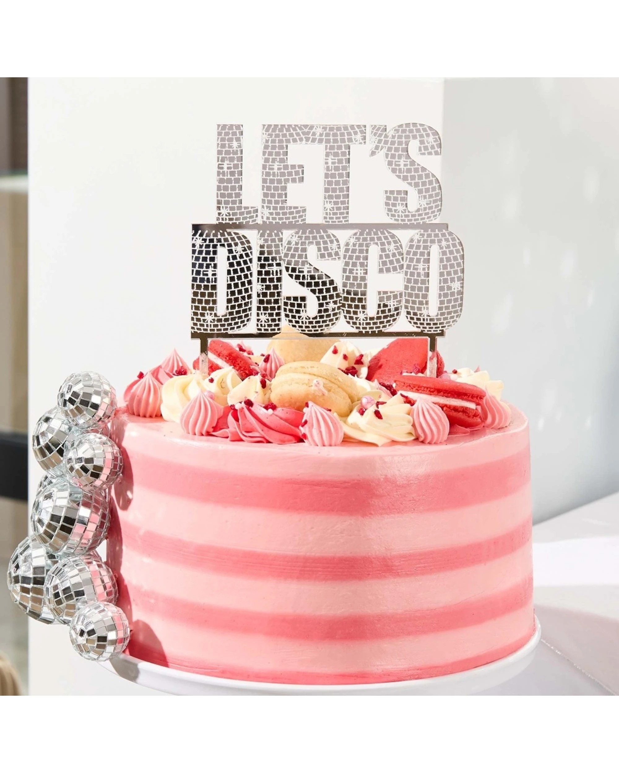 2 Anagram Lets Disco Party Cake Topper Birthday Celebration Decor - Silver, 2 of 2