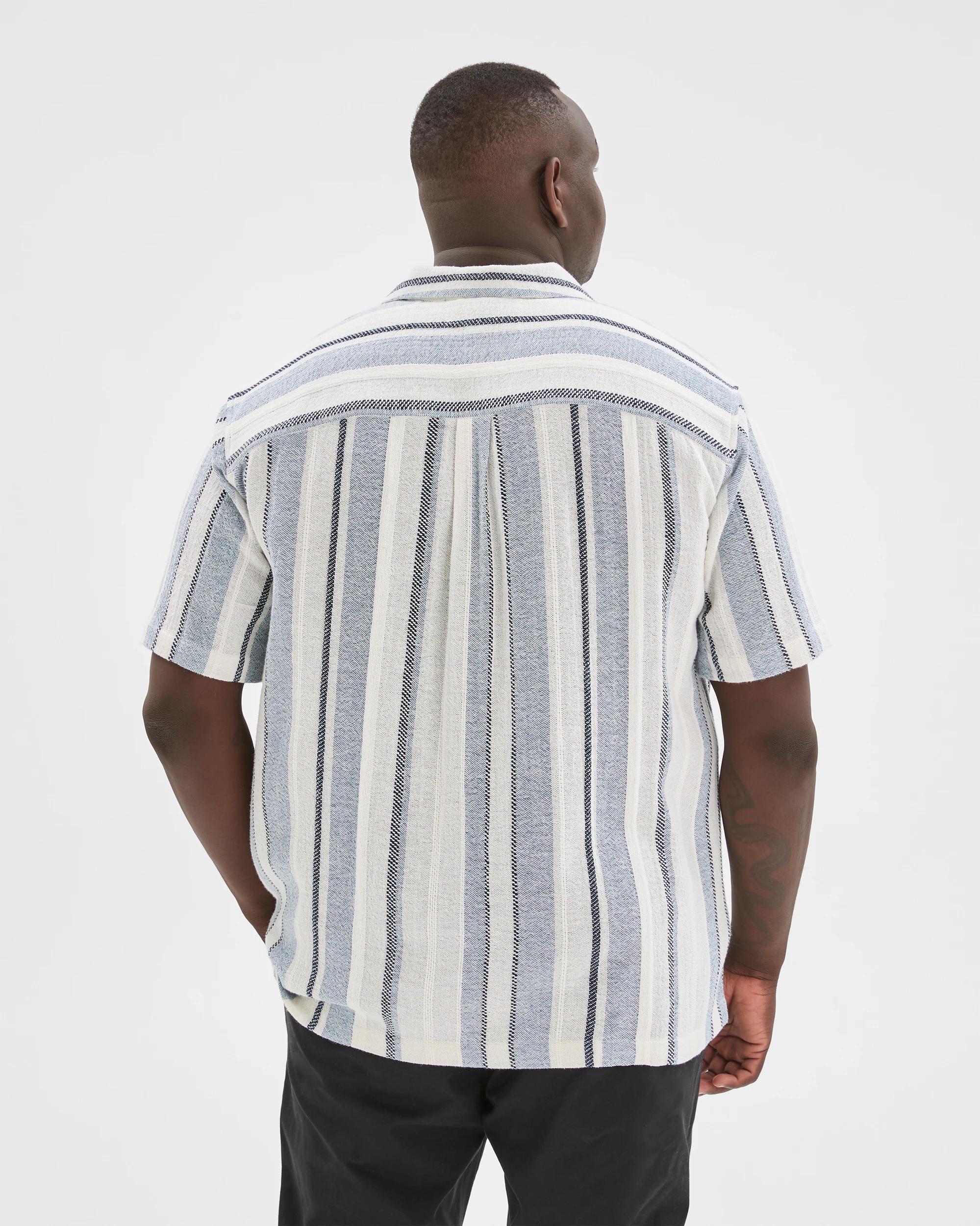 7 Target Man Plus Size Short Sleeve Textured Shirt BLUE, 7 of 7