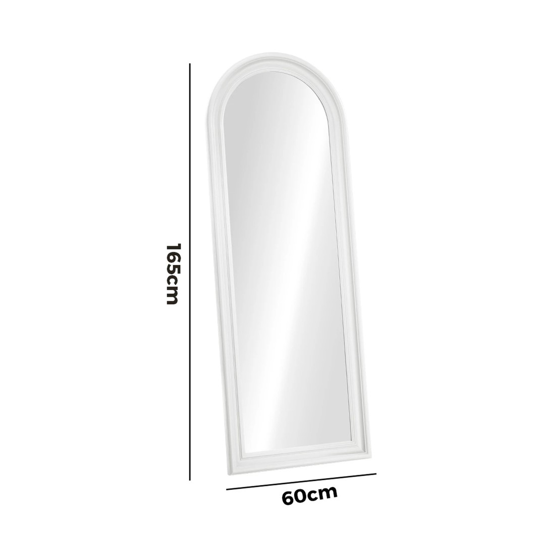 2 Oikiture Full Length Mirror Elegance Arch 165x60cm Wood Floor Mirrors - White, 2 of 10