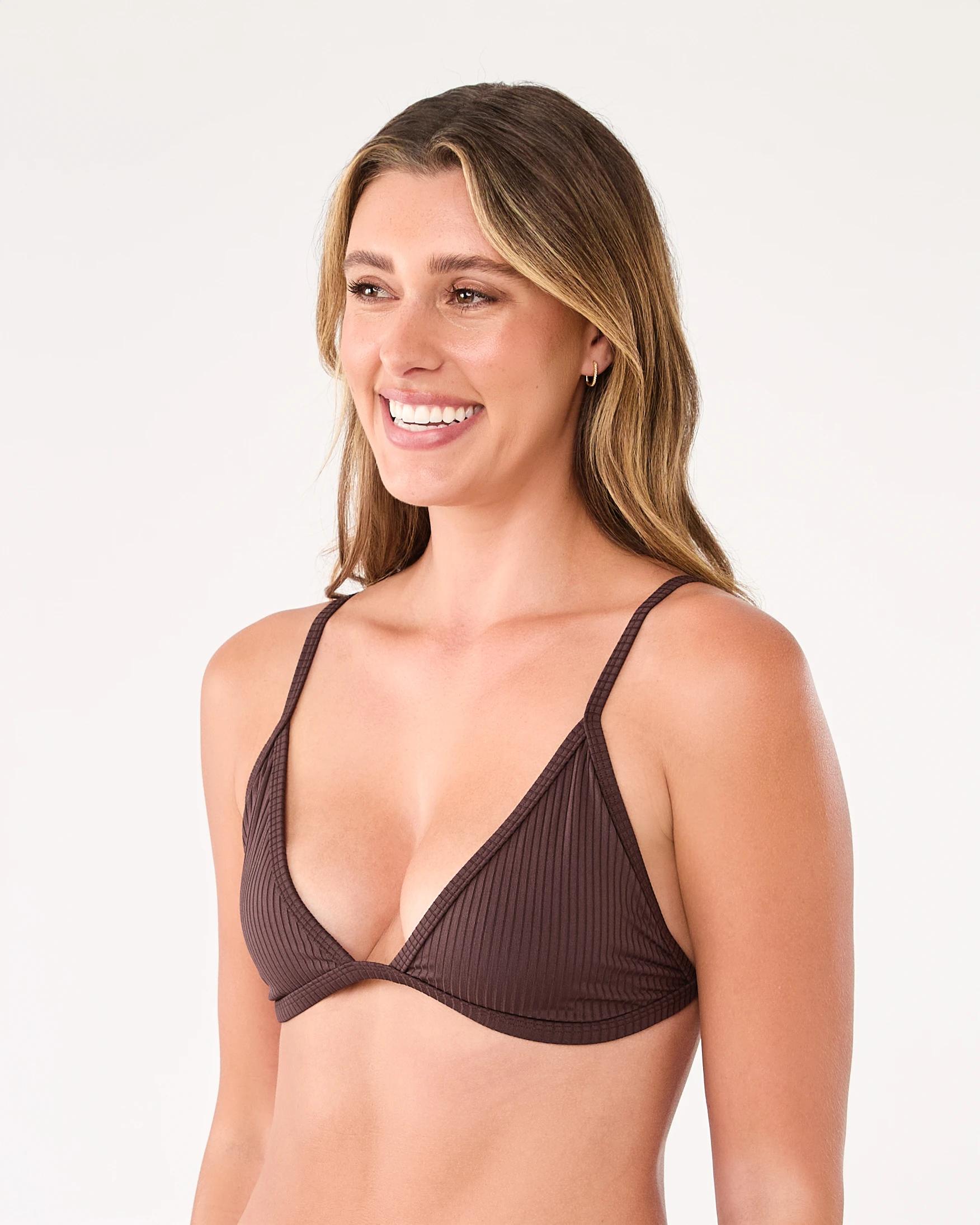 2 Ribbed Fixed Triangle Bikini Top Cbean, 2 of 8