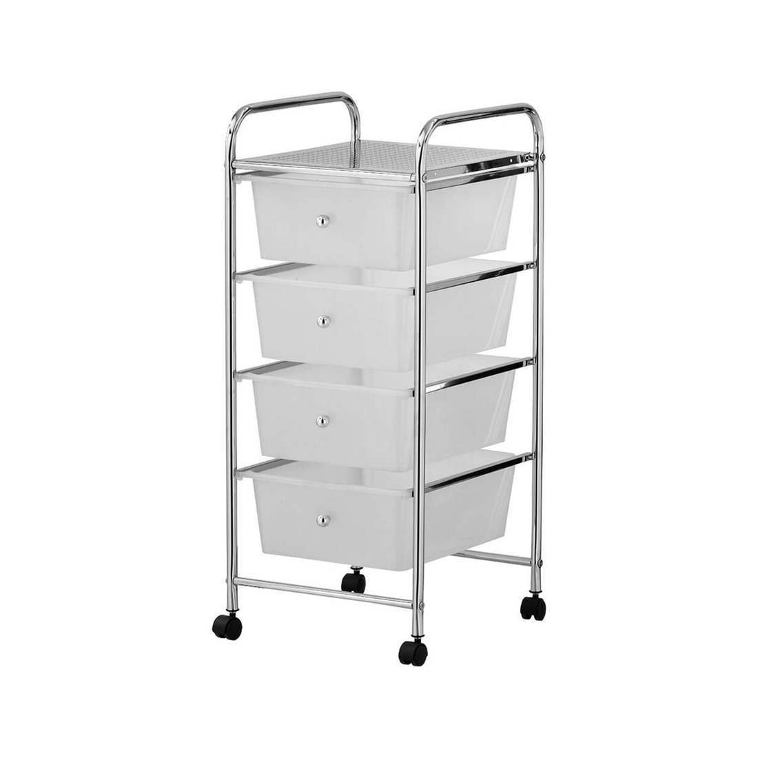 1 Boxsweden 4 Draw Clear Trolley Storage Trolley Metal Storage Cart 76cm - Plain, 1 of 3
