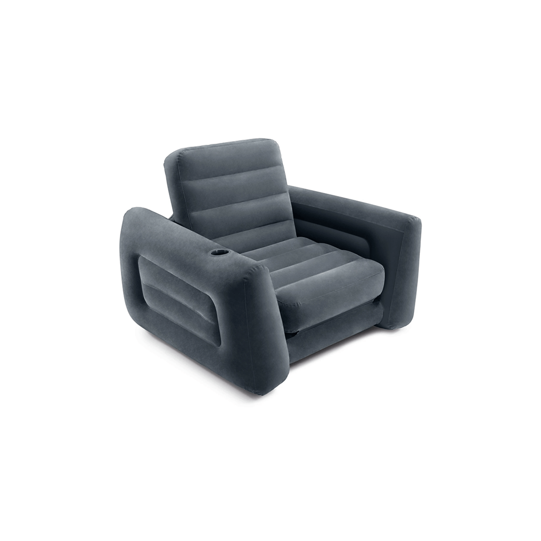 1 Intex 2-in-1 Foldable Pull-out Inflatable Chair/twin Air Mattress Bed Charcoal
 - Grey, 1 of 6