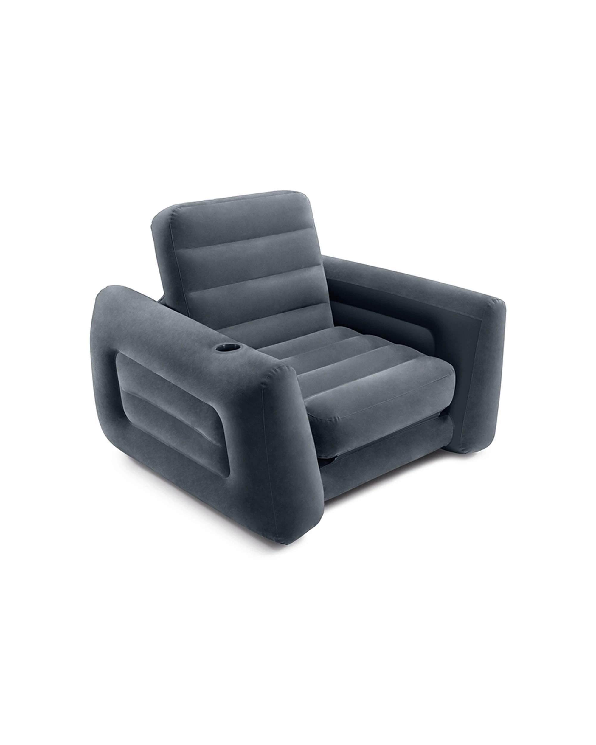 1 Intex 2-in-1 Foldable Pull-out Inflatable Chair/twin Air Mattress Bed Charcoal
 - Grey, 1 of 6