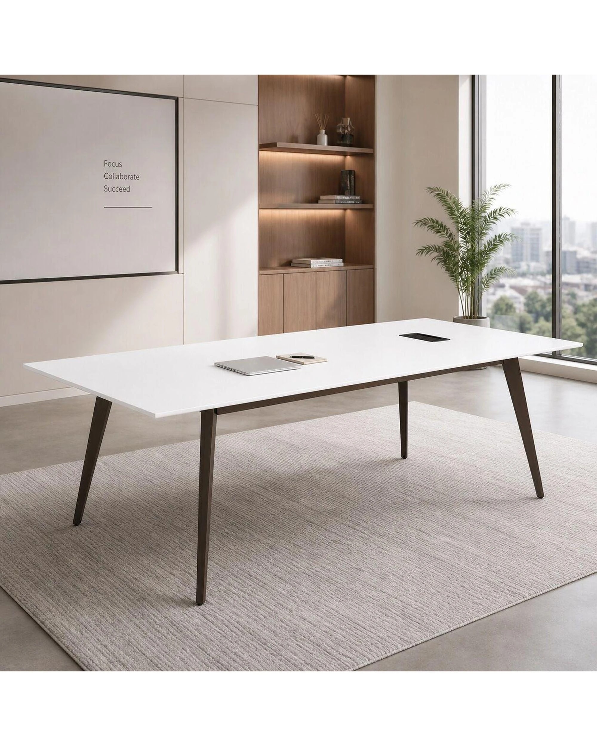 6 Esma 2.4m Meeting Table White and Grey, 6 of 6