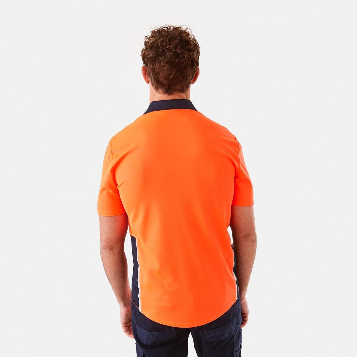 3 Workwear Short Sleeve Hi-Visibility Cool Polo Shirt SAFETY ORANGE, 3 of 7