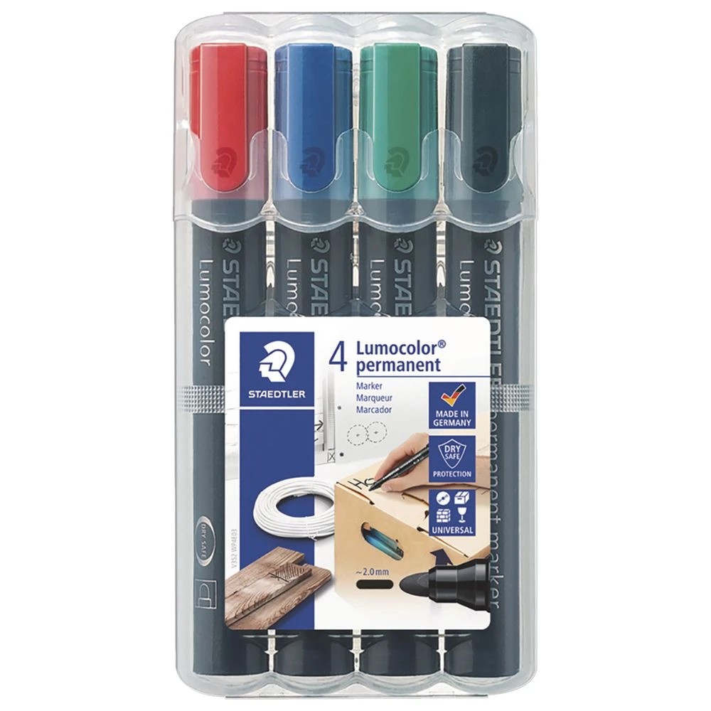 2 Staedtler Lumocolor 352 Permanent Marker Assorted 4 Pack, 2 of 8