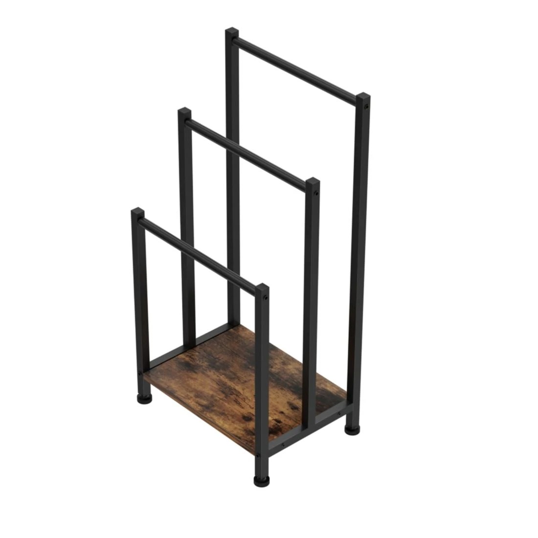 1 3 Tier Towel Rack Rail Freestanding Holder Bathroom Organizer Laundry Drying Bar - Black, 1 of 2