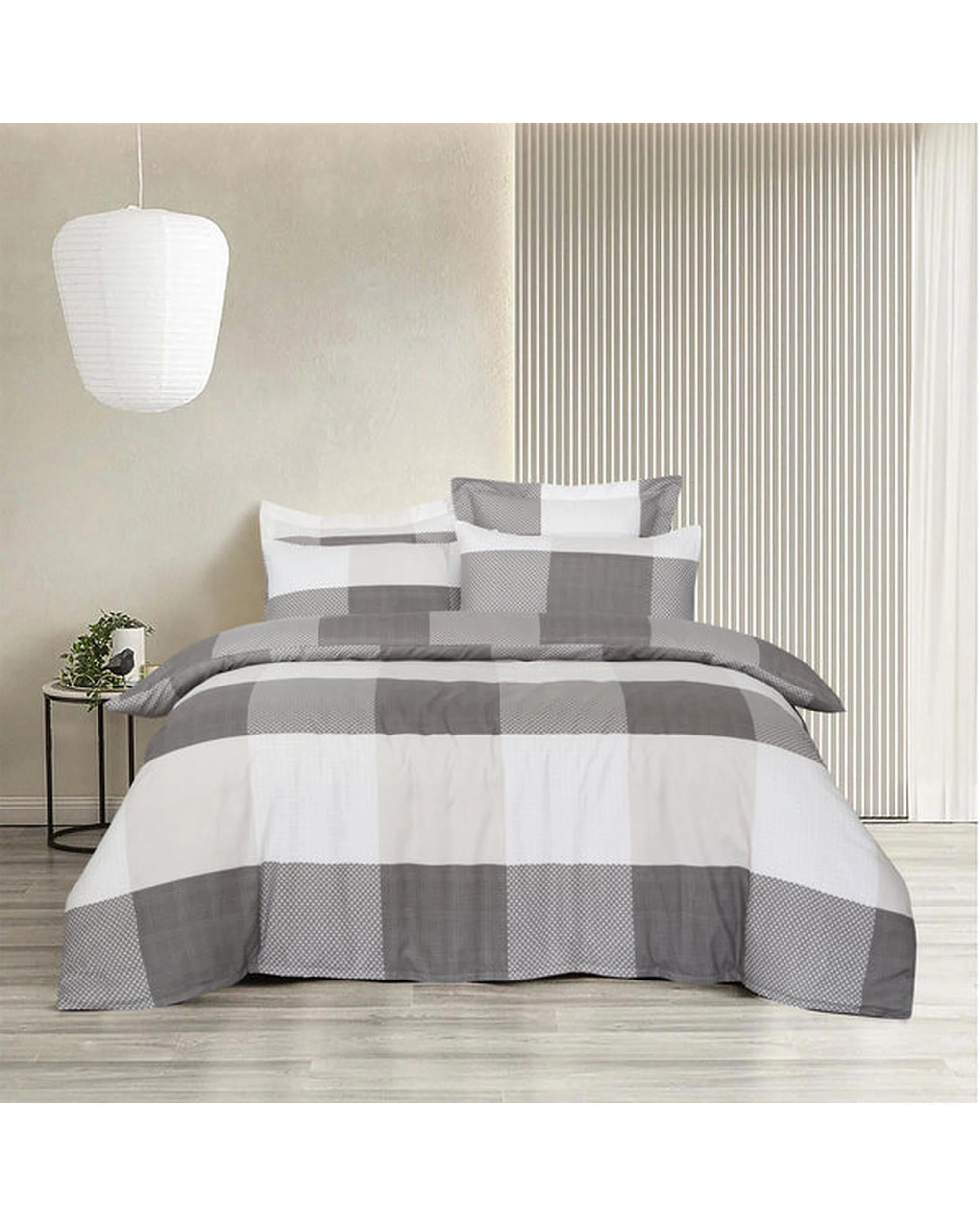 2 Amsons King Single Quilt Cover Set, Premium Double-Brushed Microfiber, Grey Check
 - King Single Bed
 - pattern, 2 of 6
