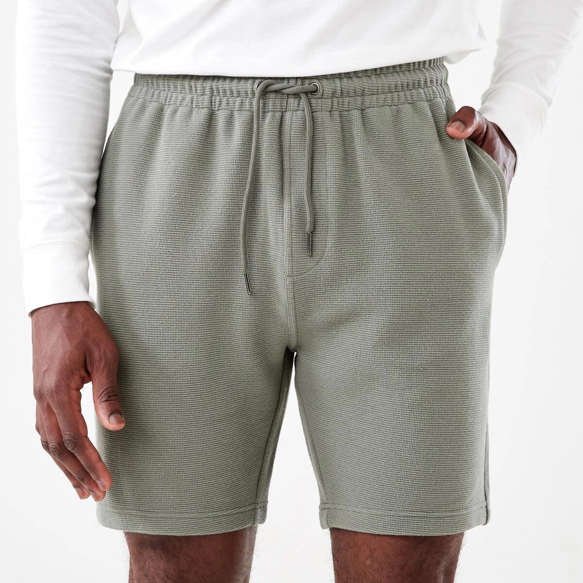 1 Textured Fleece Shorts AGAVE, 1 of 6
