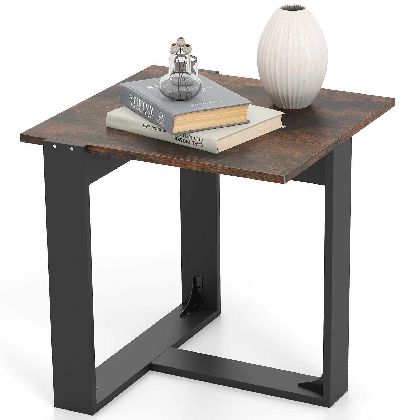 5 Costway Square End Table Industrial Sofa Side Table w/Metal Frame Nightstand, 5 of 5