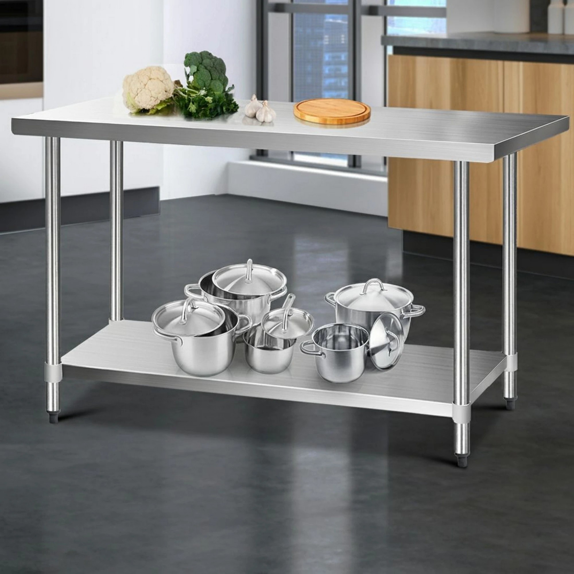8 Cefito Stainless Steel Kitchen Bench with Wheels - Multi, 8 of 8