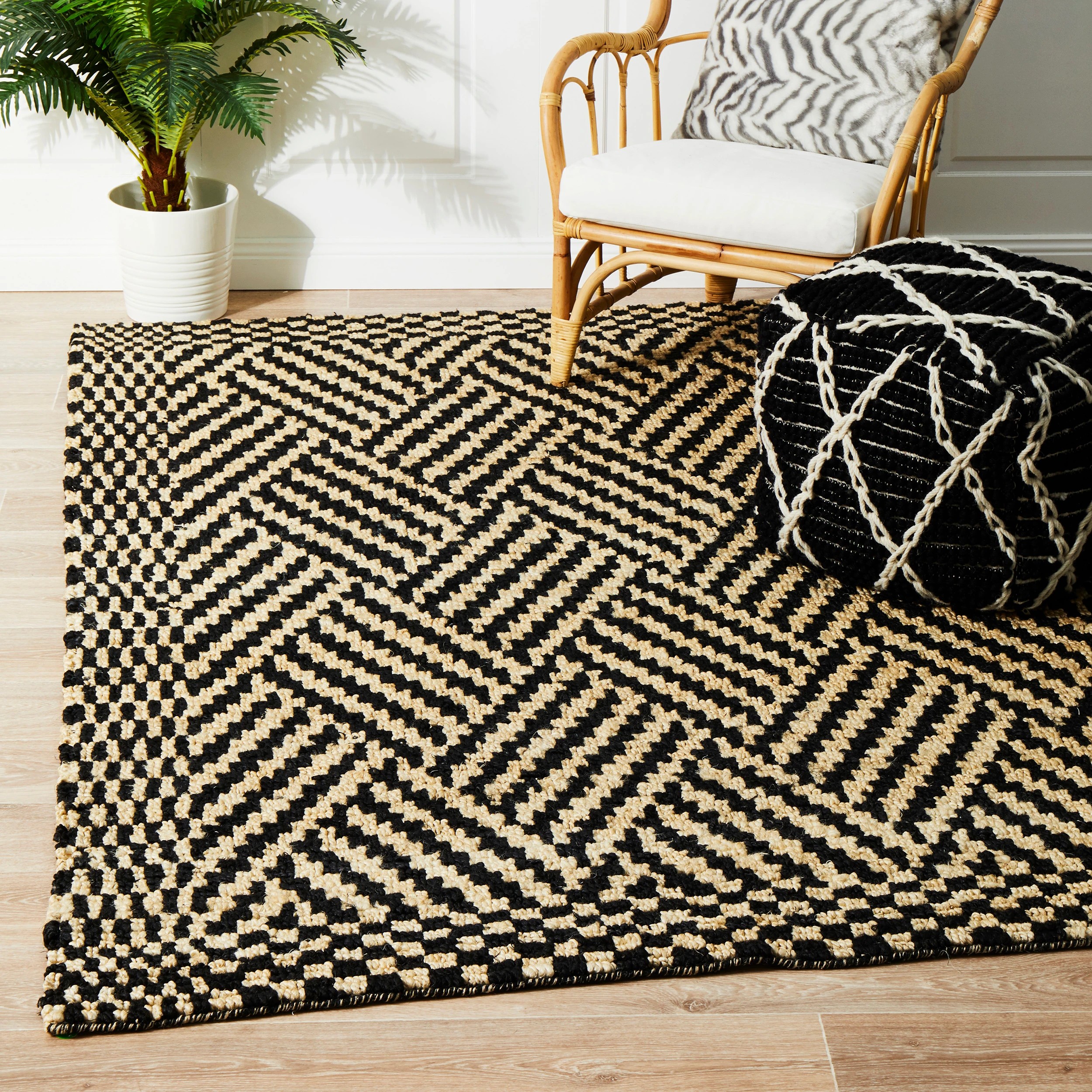 1 Common Ground Rugs Zanzibar 26 225x155cm - Medium Jute Rug - Natural, 1 of 7