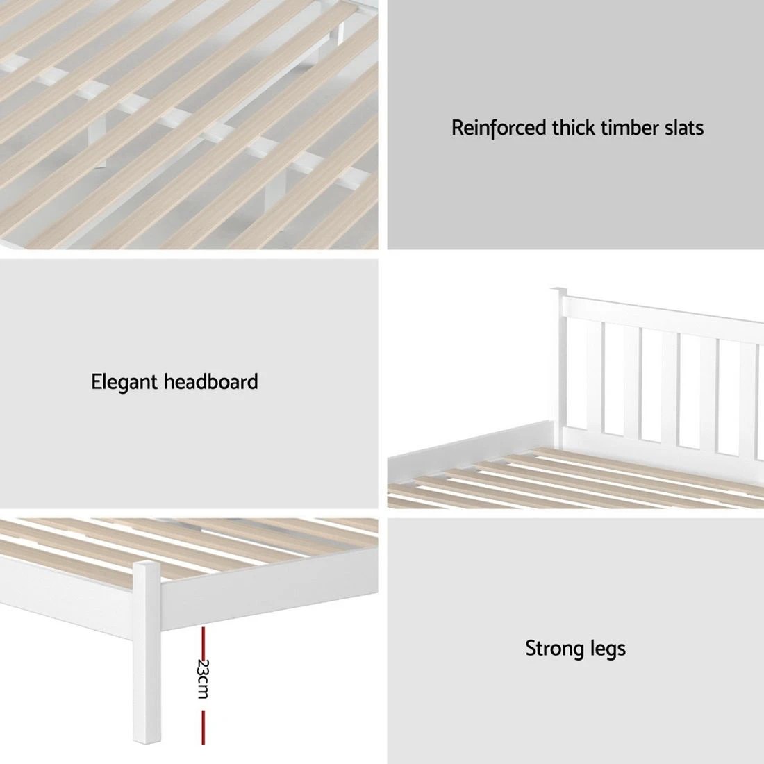 7 Artiss Bed Frame King Single Size - White, 7 of 10