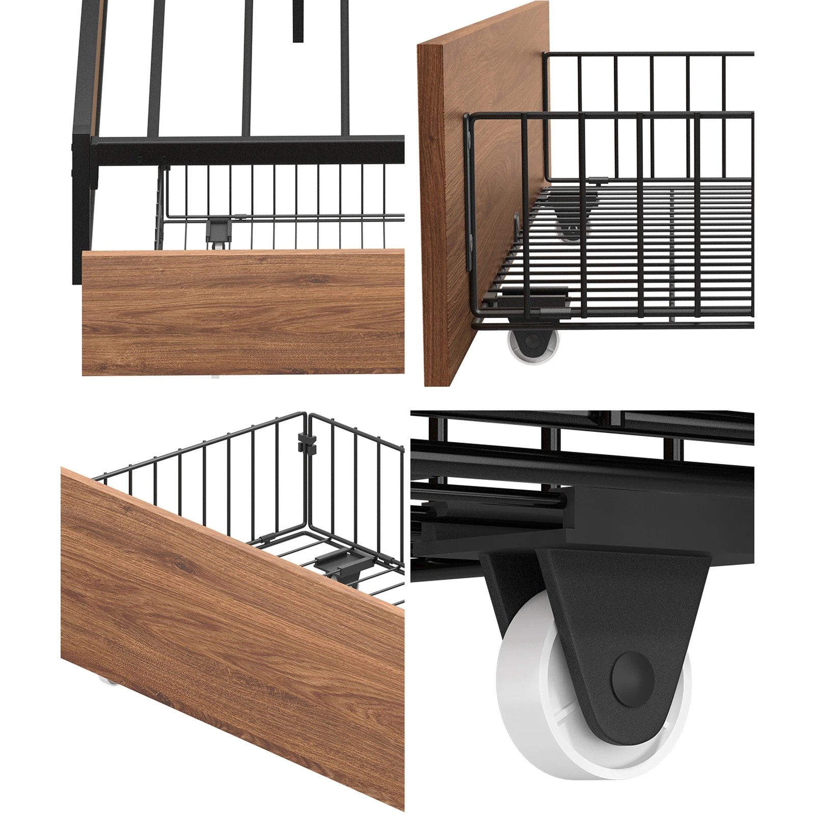4 Oikiture 4x Bed Frame Storage Drawers With Wheels Metal
 - Black, 4 of 9